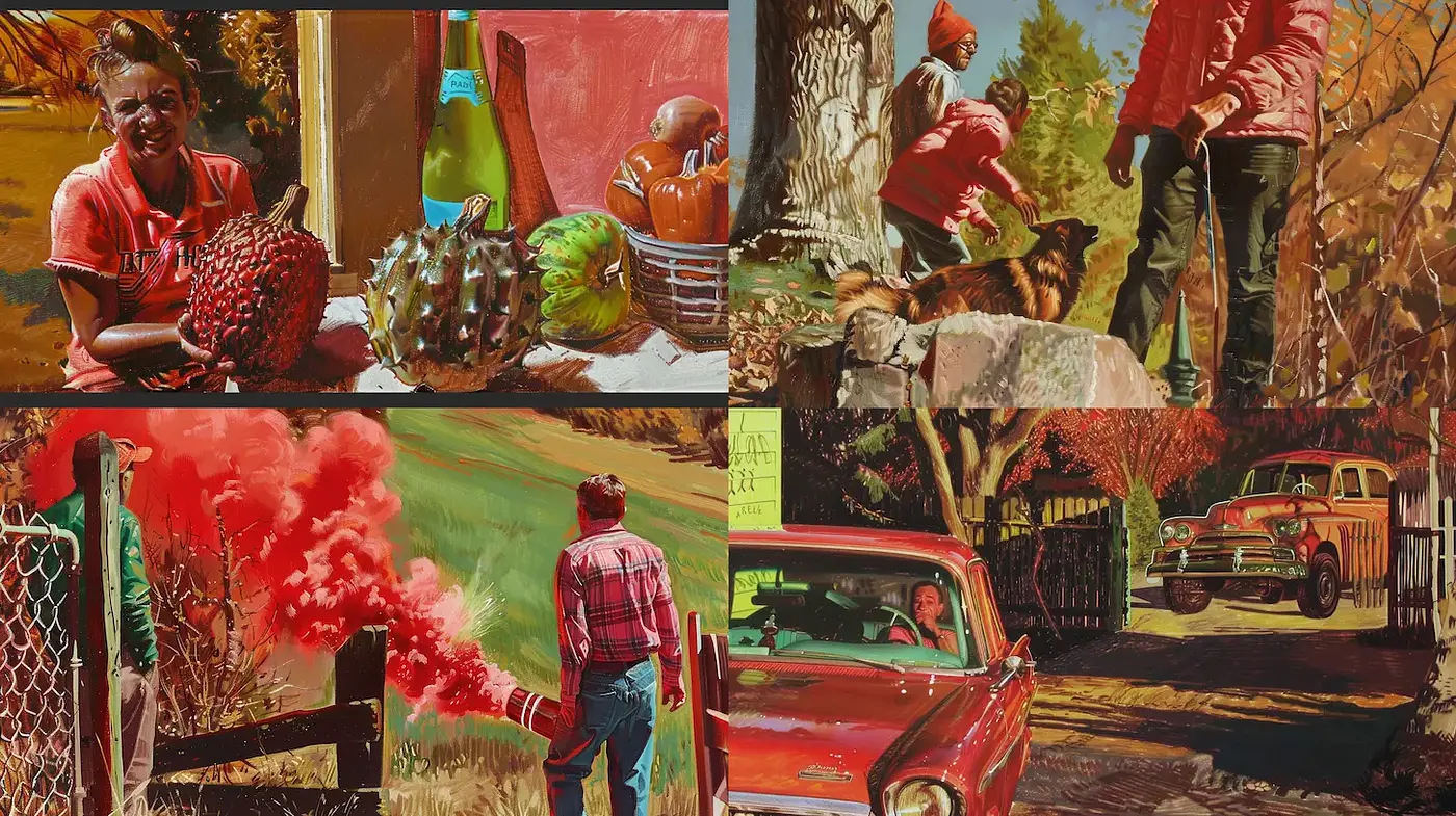 Vibrant Americana with Rich Textures and Nostalgic Vibes - Midjourney sref style