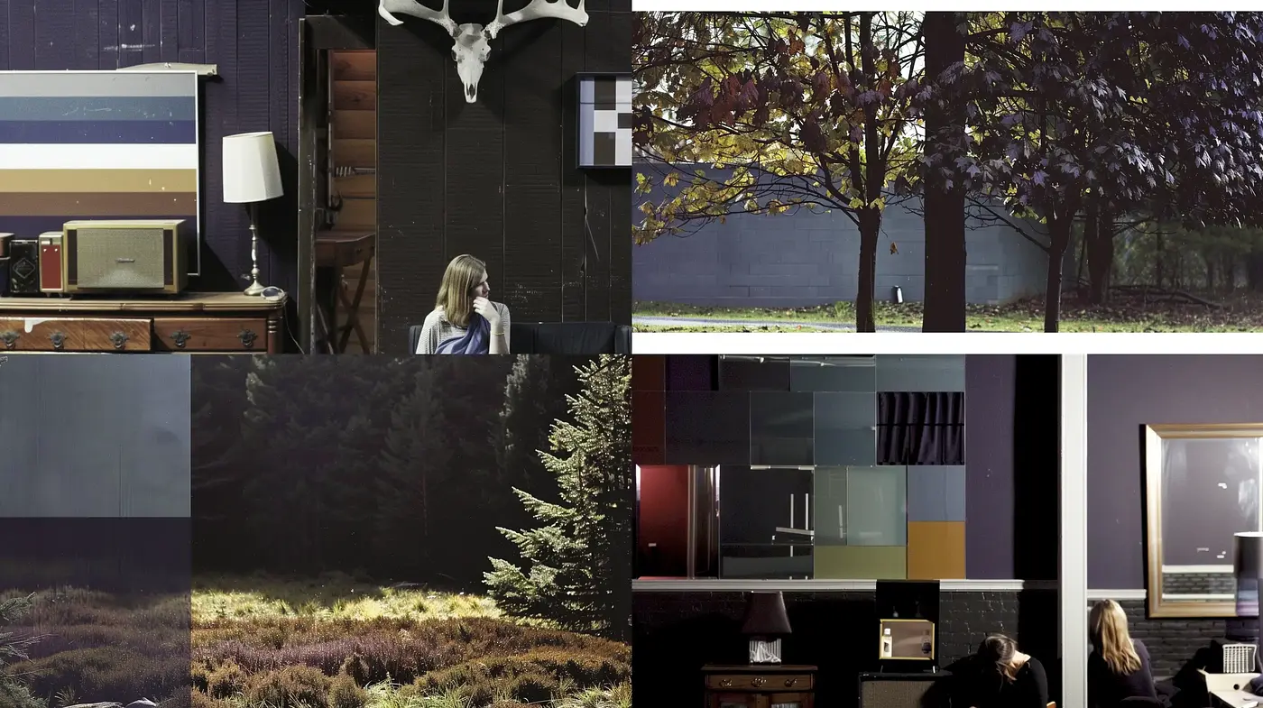 Cinematic Tapestry of Melancholic Hues and Textural Mystery - Midjourney sref style