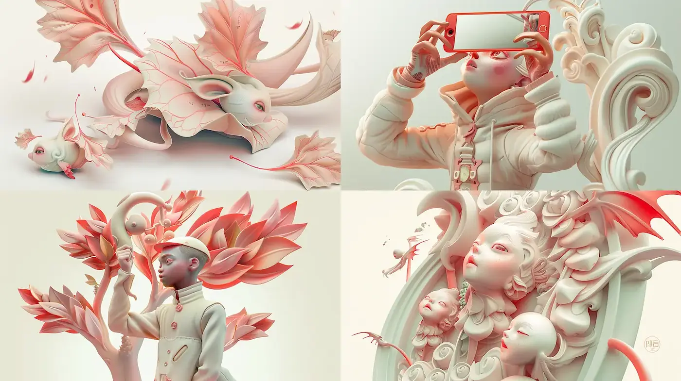 Surreal and Ethereal Creatives with Organic Textures and Soft Color Palettes - Midjourney sref style