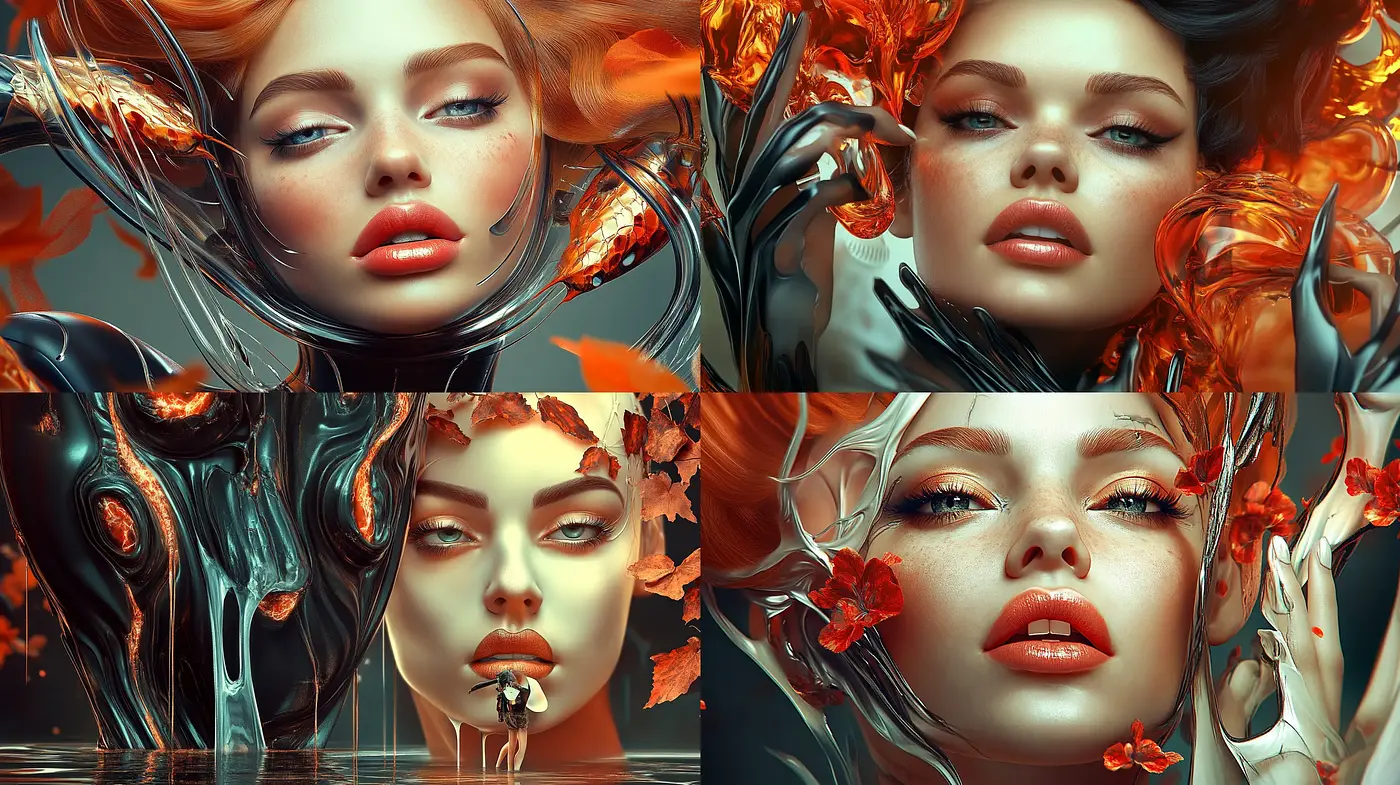 Luminous Dreamscape Portraiture with Surrealist Elements - Midjourney sref style