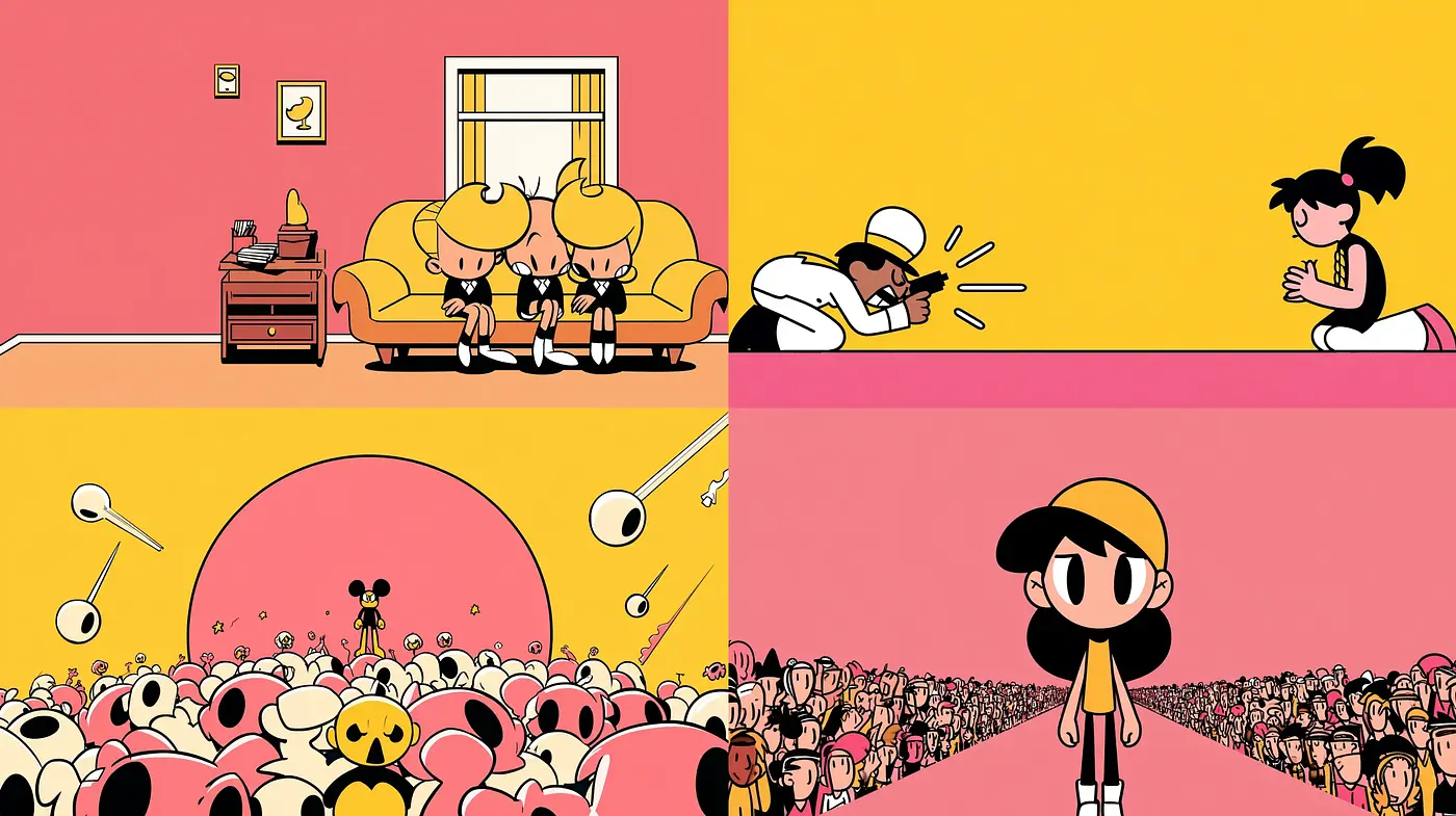 Playful and Bold Cartoon Aesthetic with a Whimsical Touch - Midjourney sref style