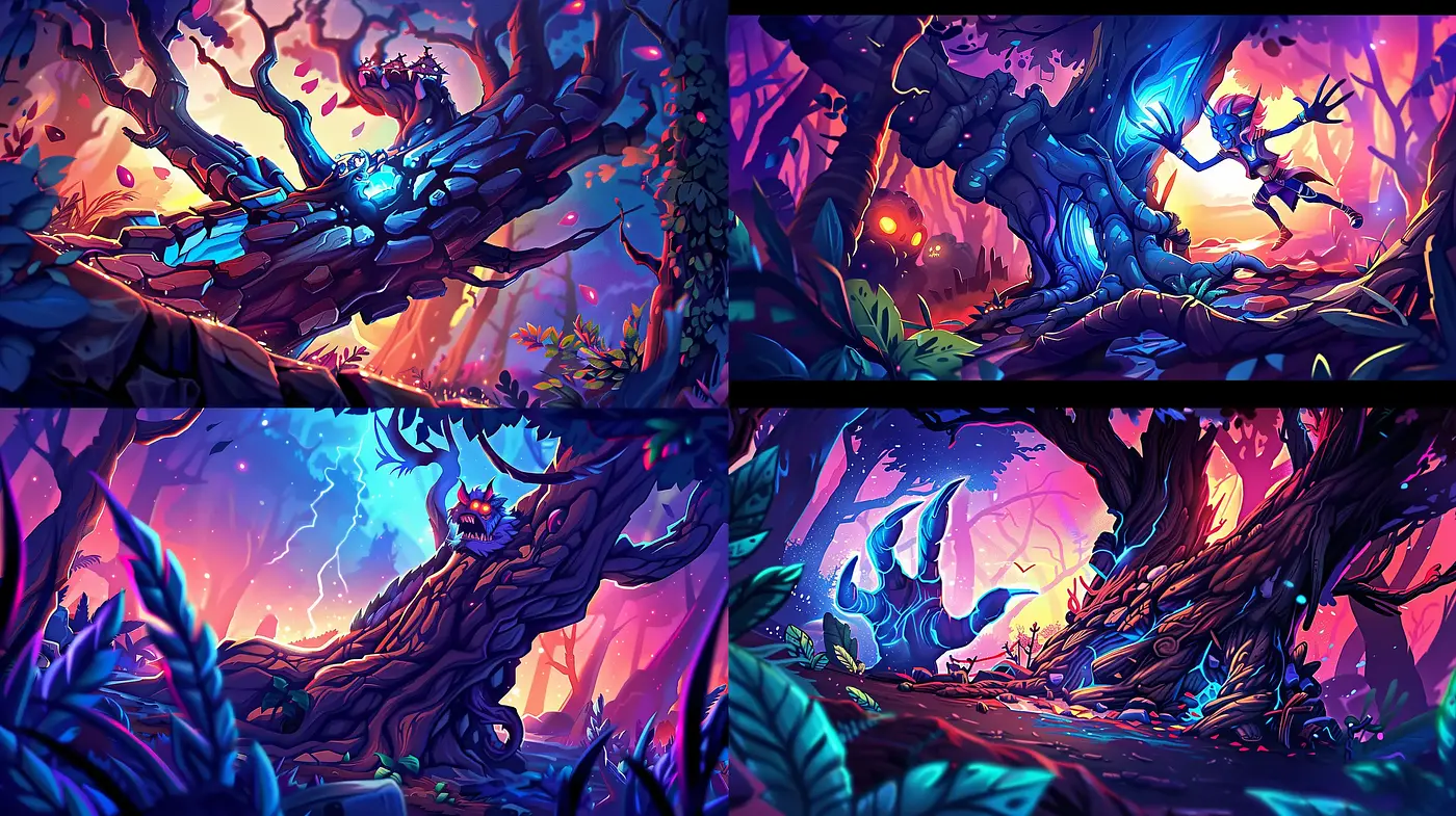 Enchanted Twilight Forests: A Consistent Journey into Stylized Natural Fantasia - Midjourney sref style