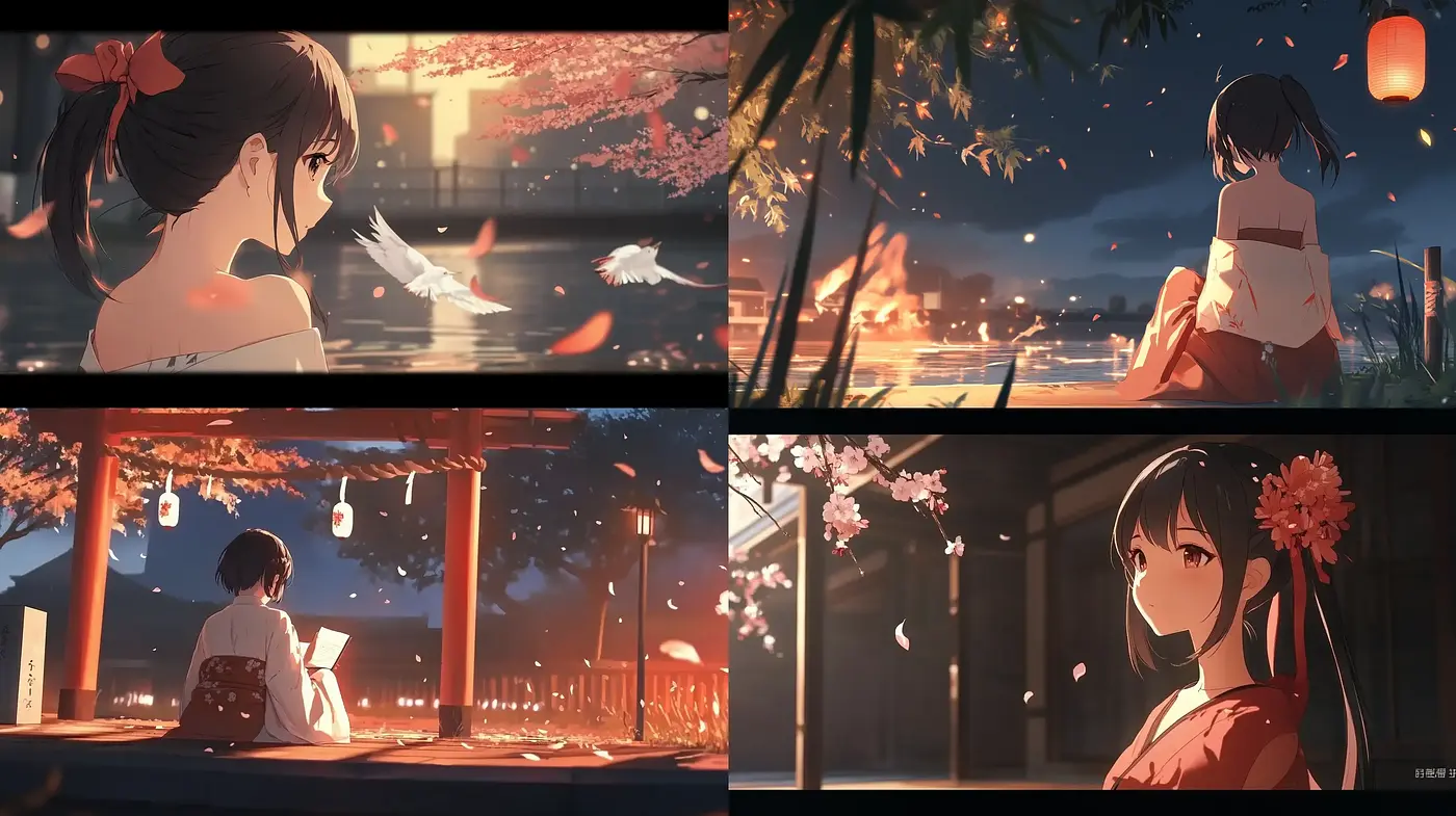 Ethereal Twilight Serenity in Anime-Inspired Digital Illustrations - Midjourney sref style