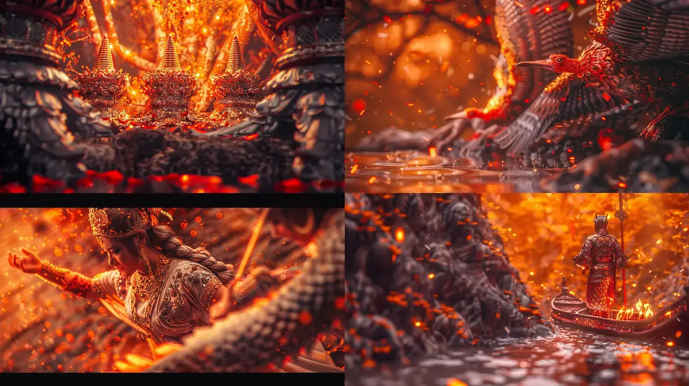 Captivating and Fiery Visuals with Mystical Elements - Midjourney sref style