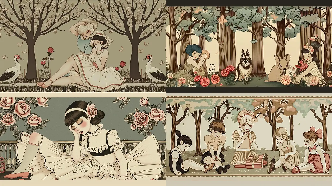 Whimsical Sepia-Toned Storybook Illustrations - Midjourney sref style