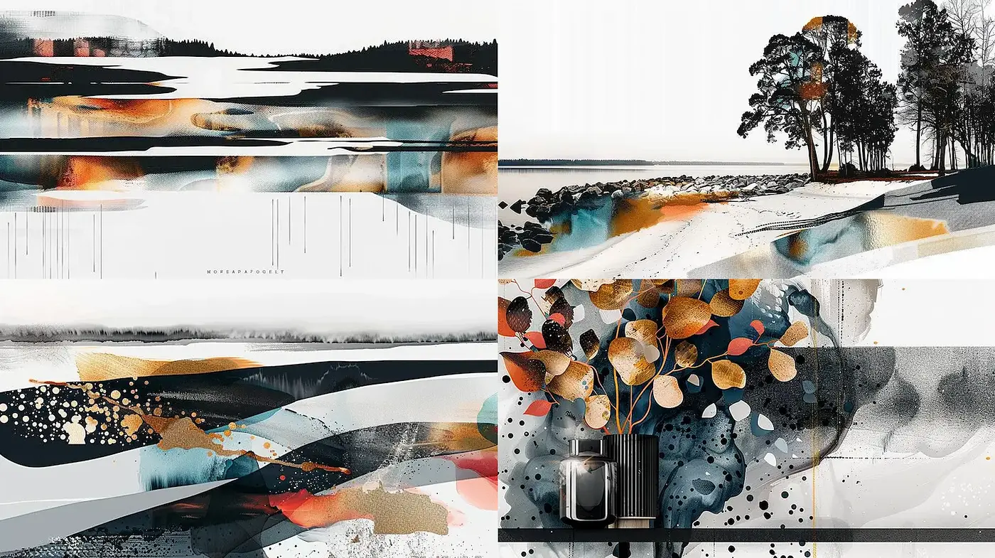 Contemporary Abstract Landscape with Organic Details and Textural Depth - Midjourney sref style