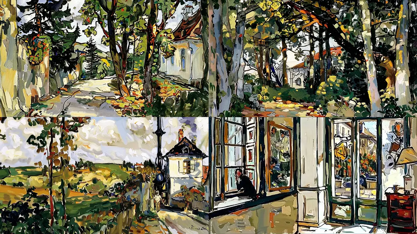 Vibrant Arboreal Canvases with Expressive Impasto Brushwork - Midjourney sref style