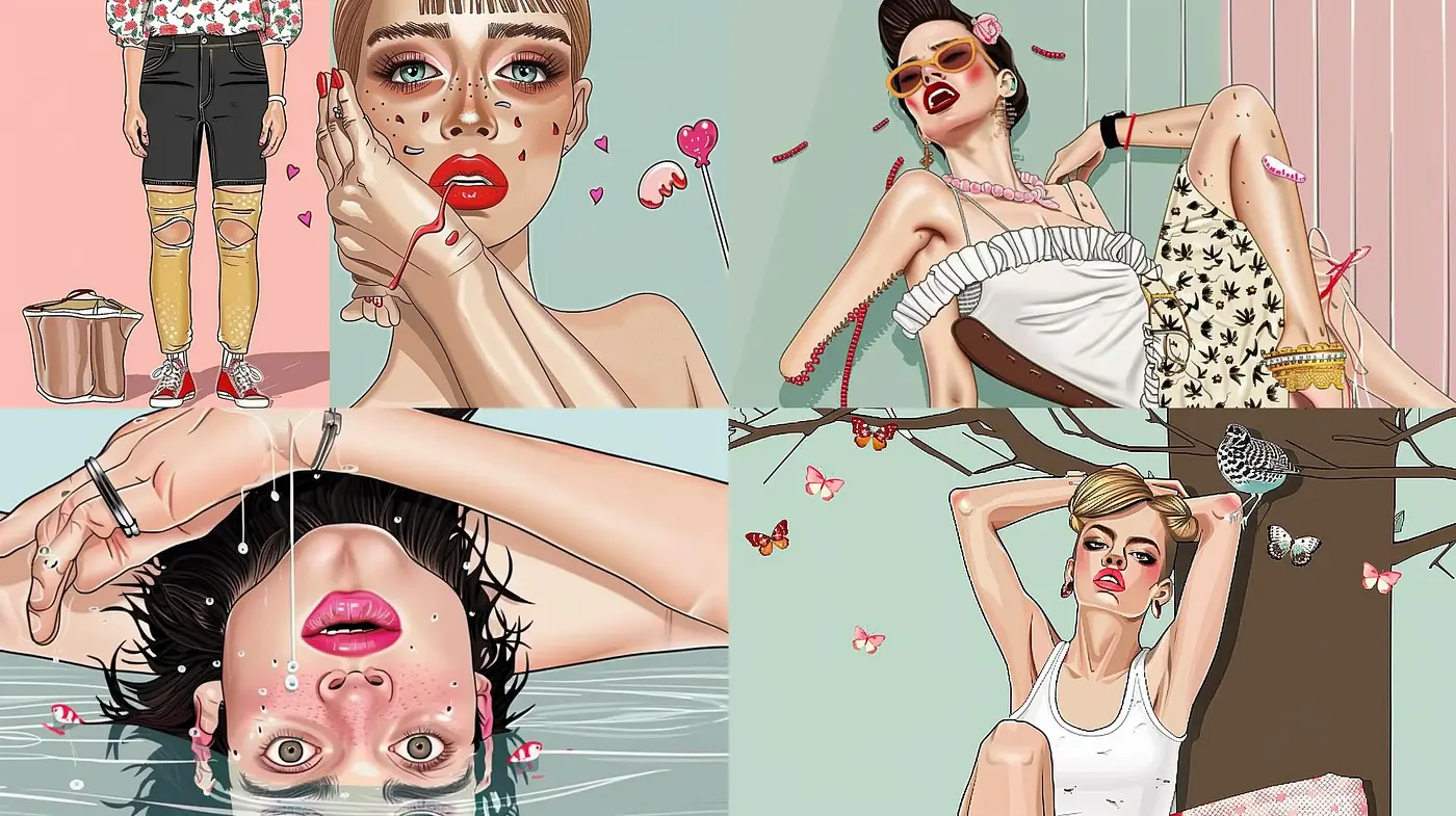 Pop Art Infusion with Postmodern Irony - Midjourney sref style