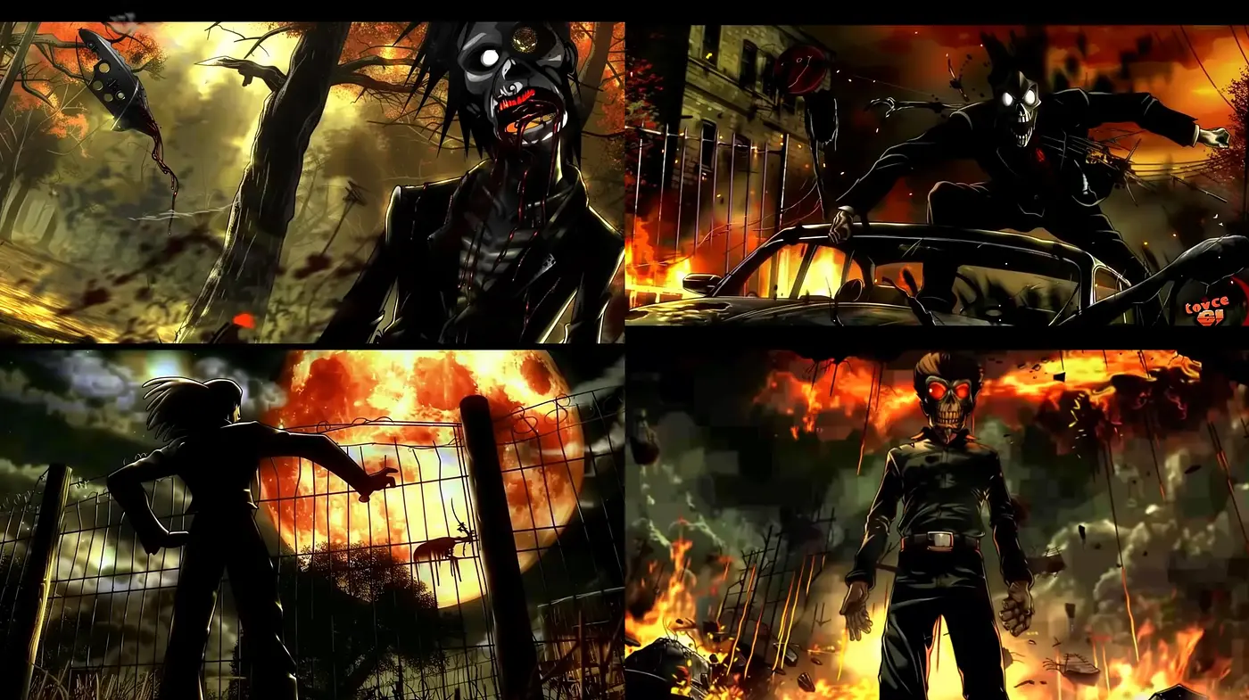 Apocalyptic Inferno: A Dark and Intense Graphical Style with Gothic and Horror Elements - Midjourney sref style