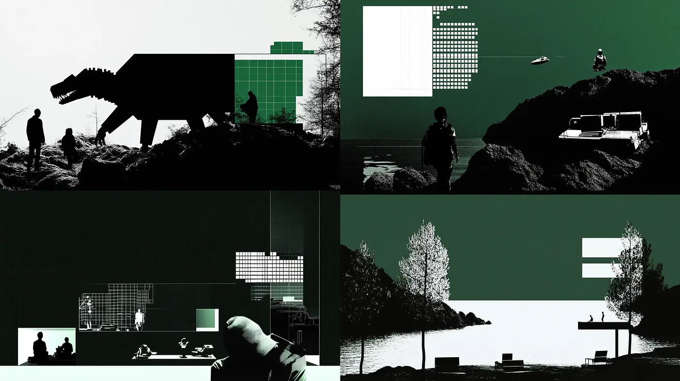 Stark Contrasts and Structured Silhouettes in Cinematic Monochrome - Midjourney sref style