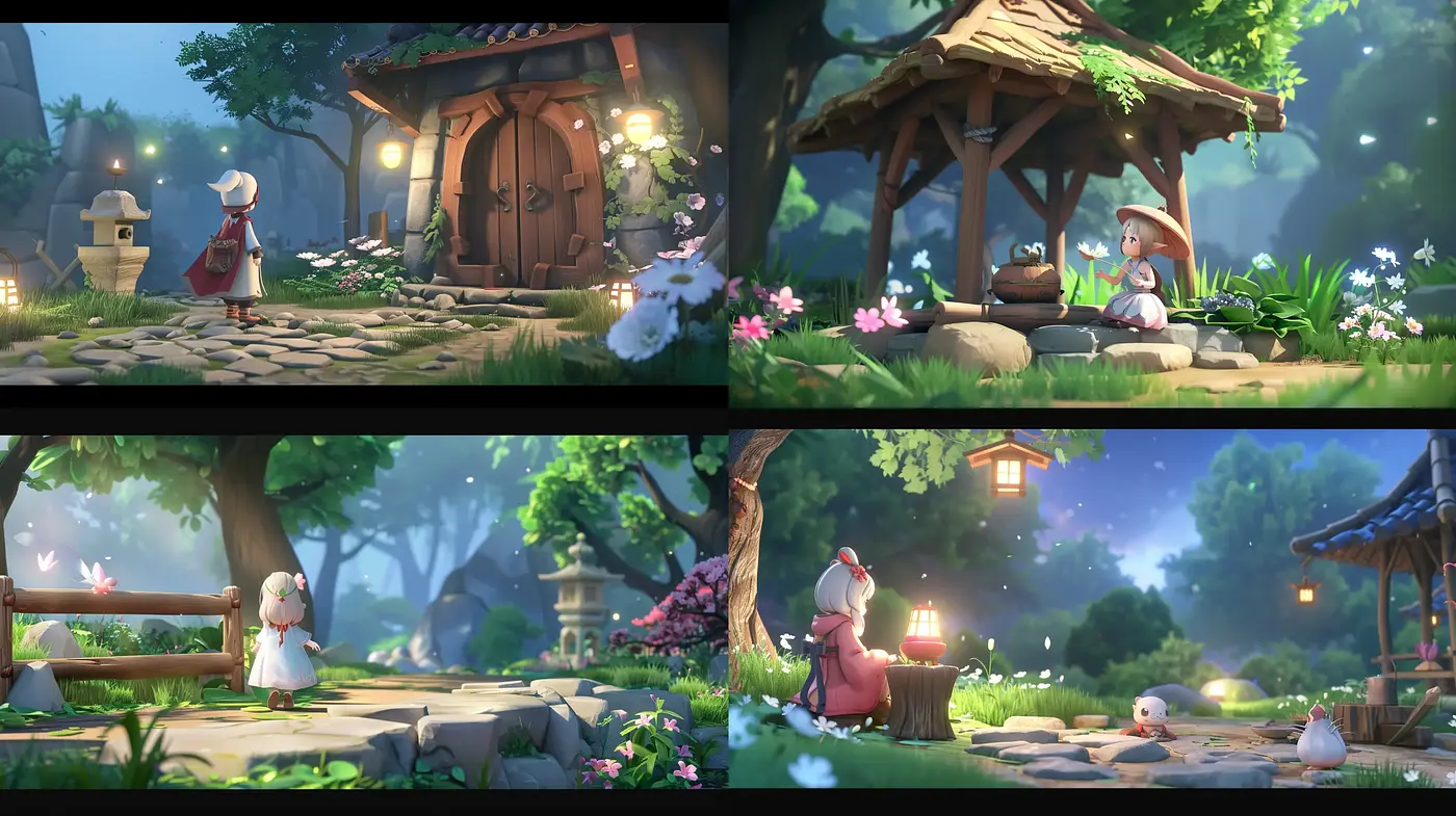 Enchanted Storybook Serenity in Digital Pastel Hues - Midjourney sref style
