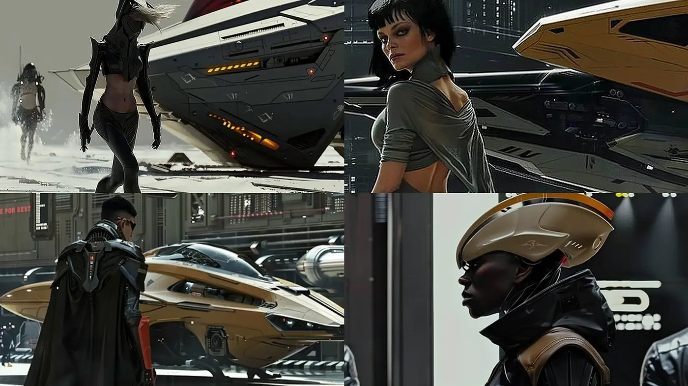 Futuristic Cyberpunk Essence with High-Contrast Cinema Dynamics - Midjourney sref style
