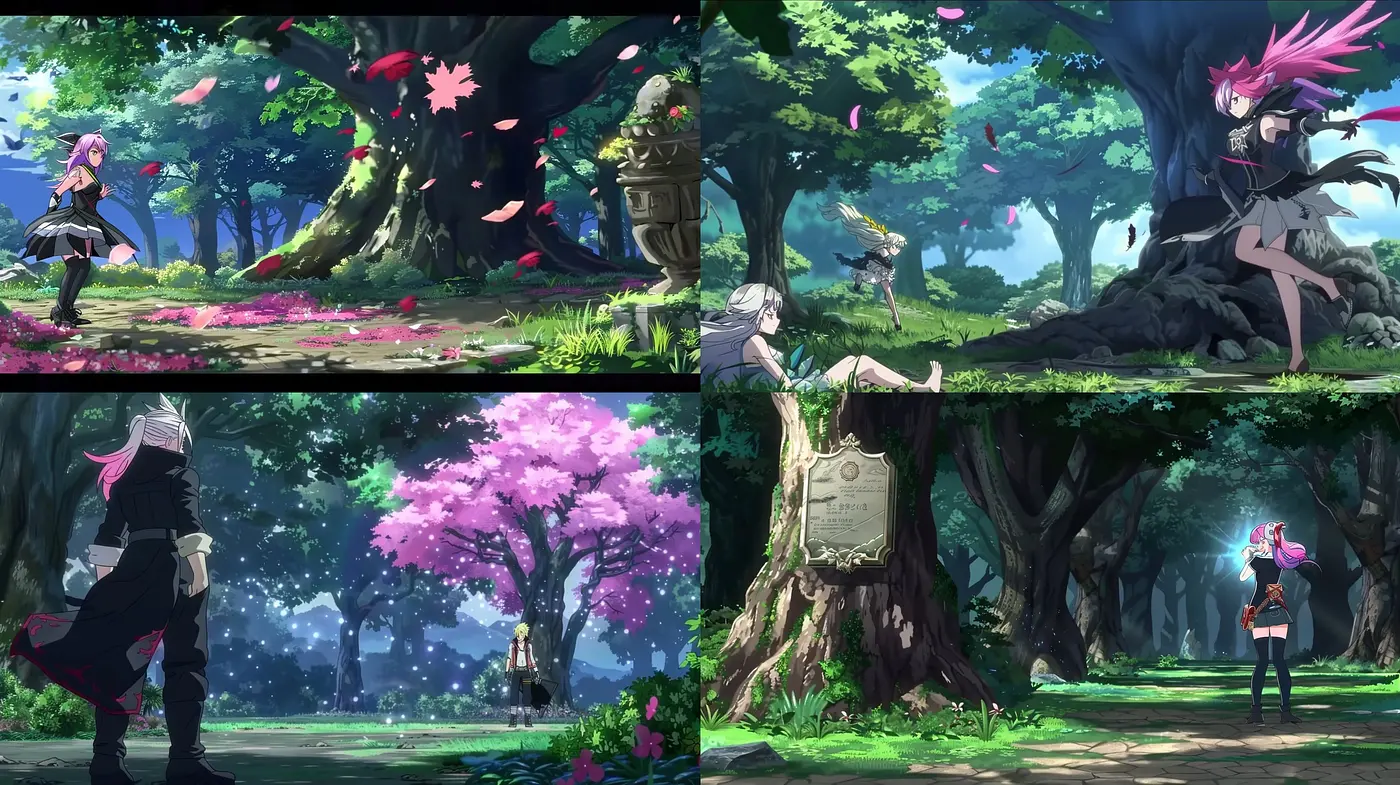 Ethereal Anime Serenity: Consistent Chromatic Bliss in a Fantasy Forest - Midjourney sref style