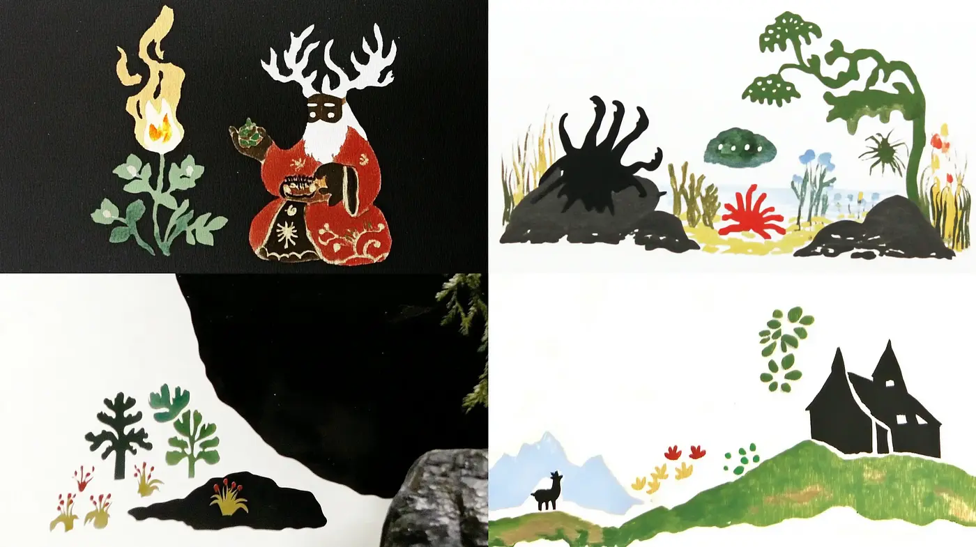 Folk Art Fusion with Natural and Mythical Themes - Midjourney sref style