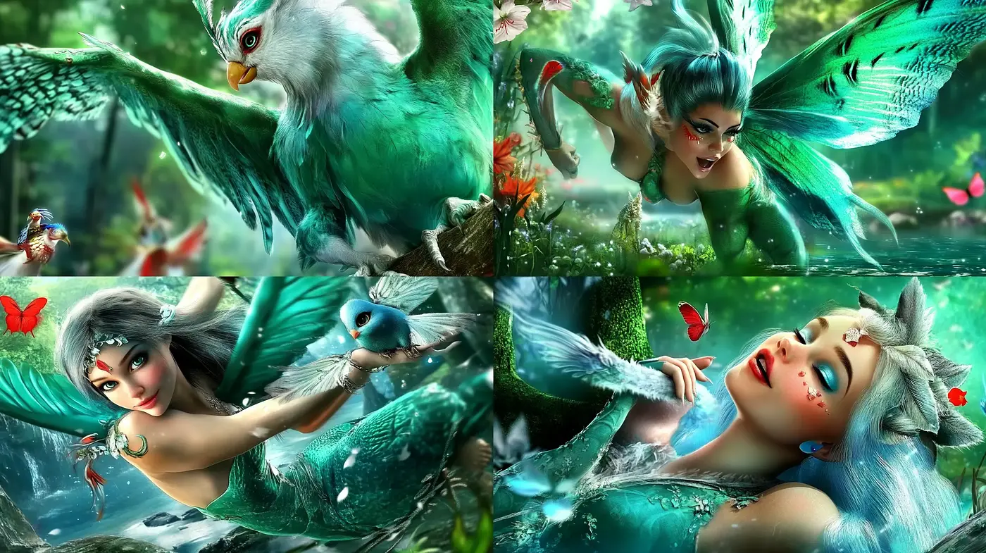 Enchanted Verdant Fantasia: A Mythical Fusion of Flora and Fauna - Midjourney sref style
