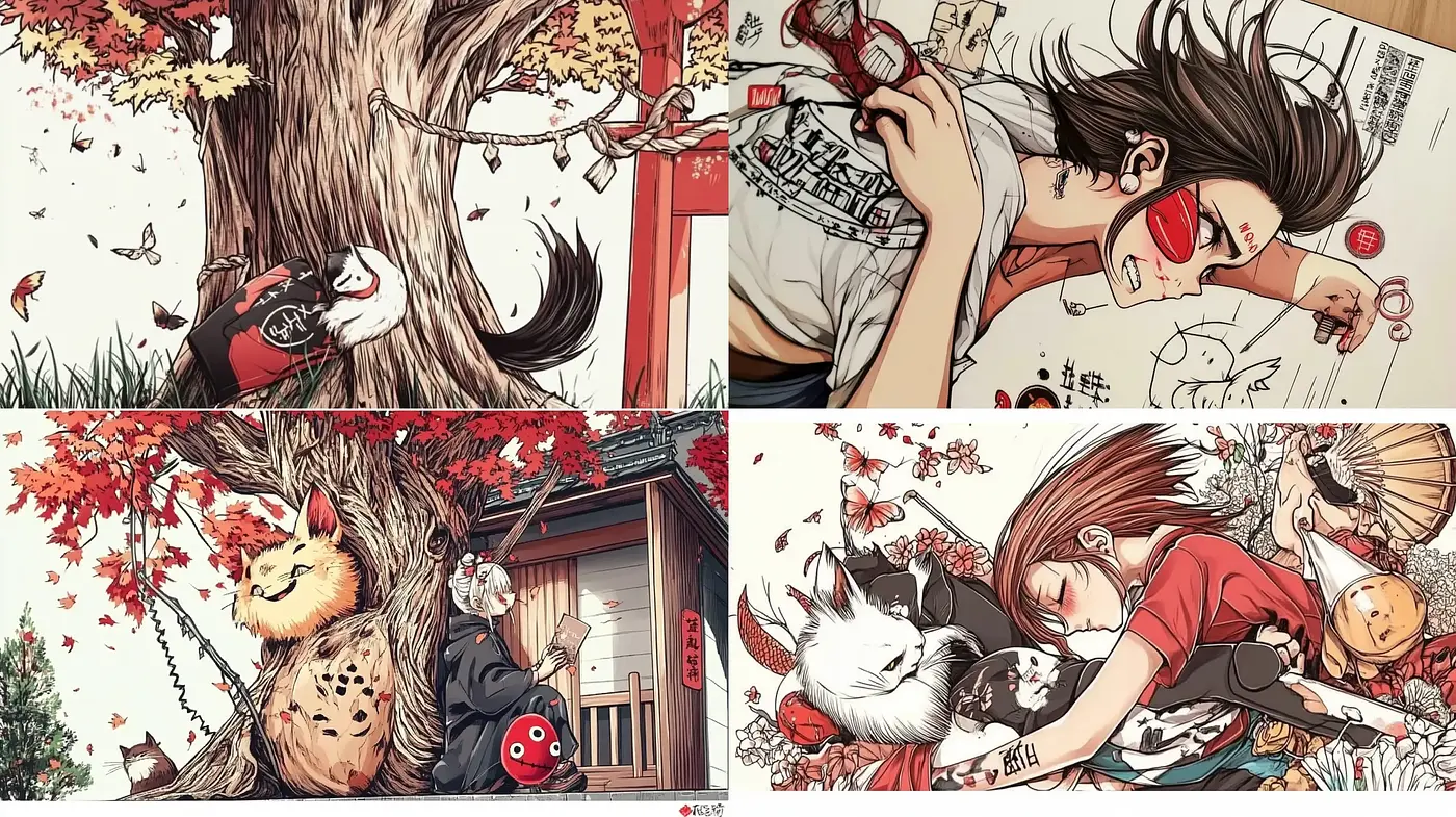 Vibrant Autumn Manga-Inspired Artistic Fusion - Midjourney sref style
