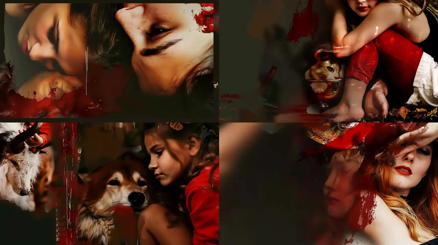 Dimly Lit Elegiac Tableau with Red Hued Textures and Surreal Overtones - Midjourney sref style