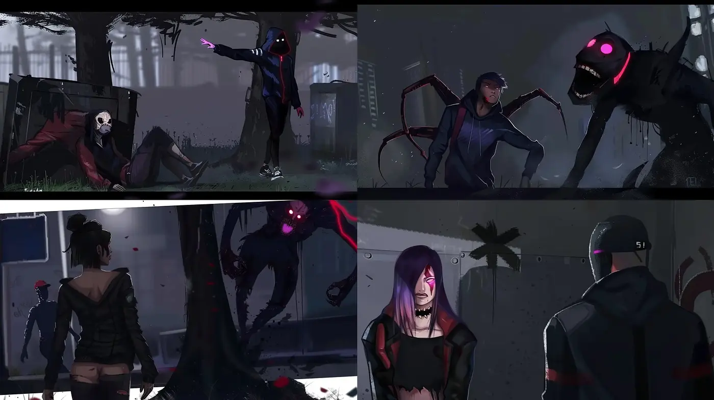 Dystopian Cyber-noir Aesthetic with Sinister Vibes - Midjourney sref style