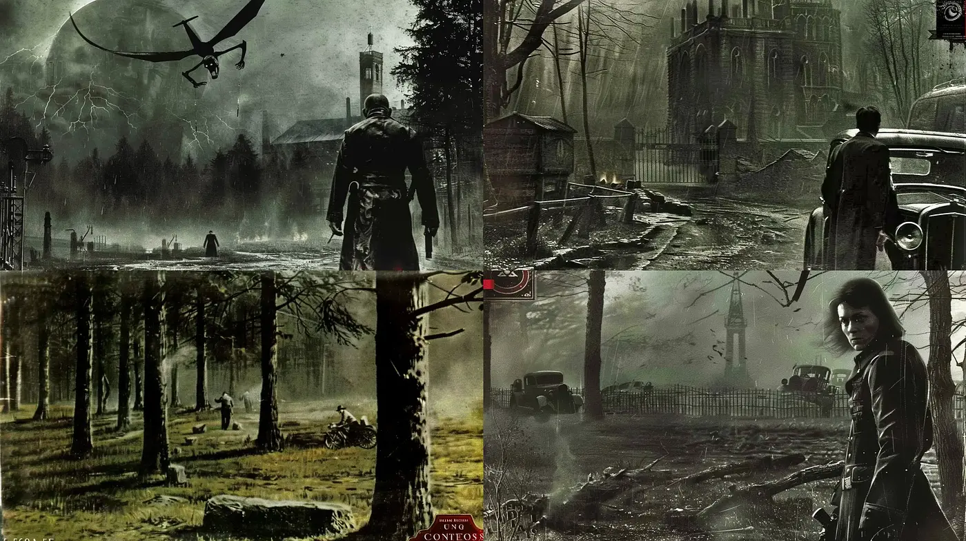 Dystopian Noir: A Cinematic Journey Through Bleak and Desolate Vistas - Midjourney sref style