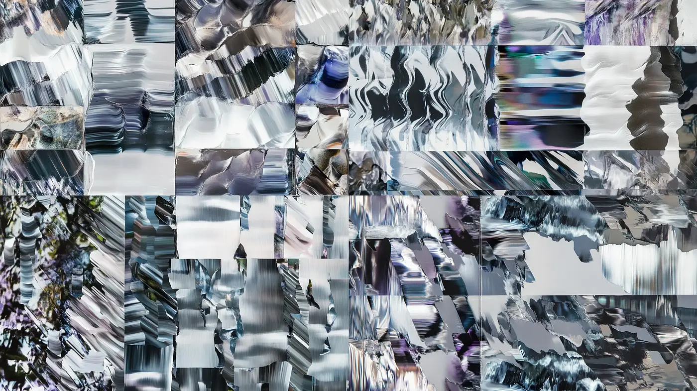 Fragmented Visions of Iridescent Serenity - Midjourney sref style