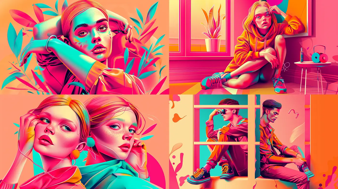A Midjourney Style - Vibrant Hyperpop Aesthetic with Surreal Sharpened ...