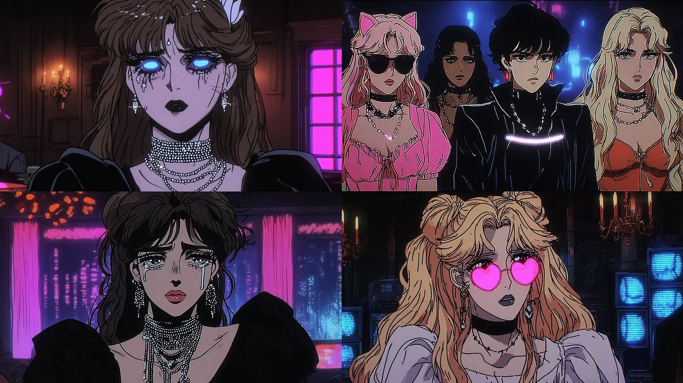 Stylized Representations with an Atmospheric Neon Aesthetic - Midjourney sref style
