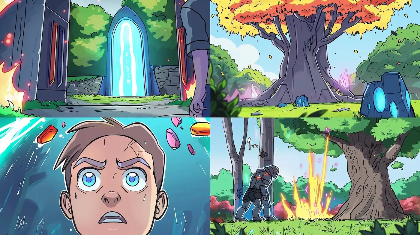 Vivid, animated environments with a blend of fantasy and adventure - Midjourney sref style
