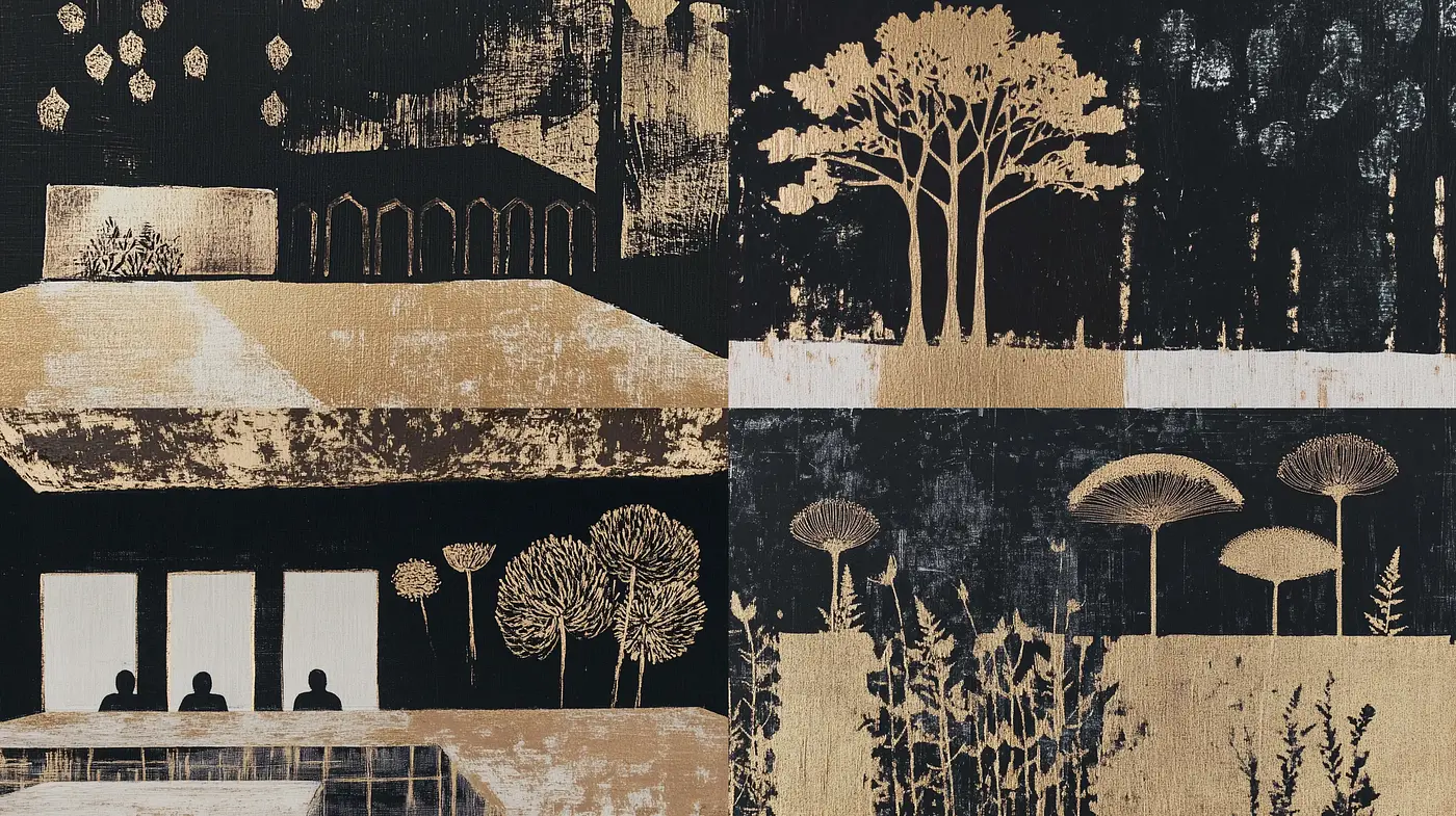 Monochromatic Botanical Silhouette Series - Midjourney sref style