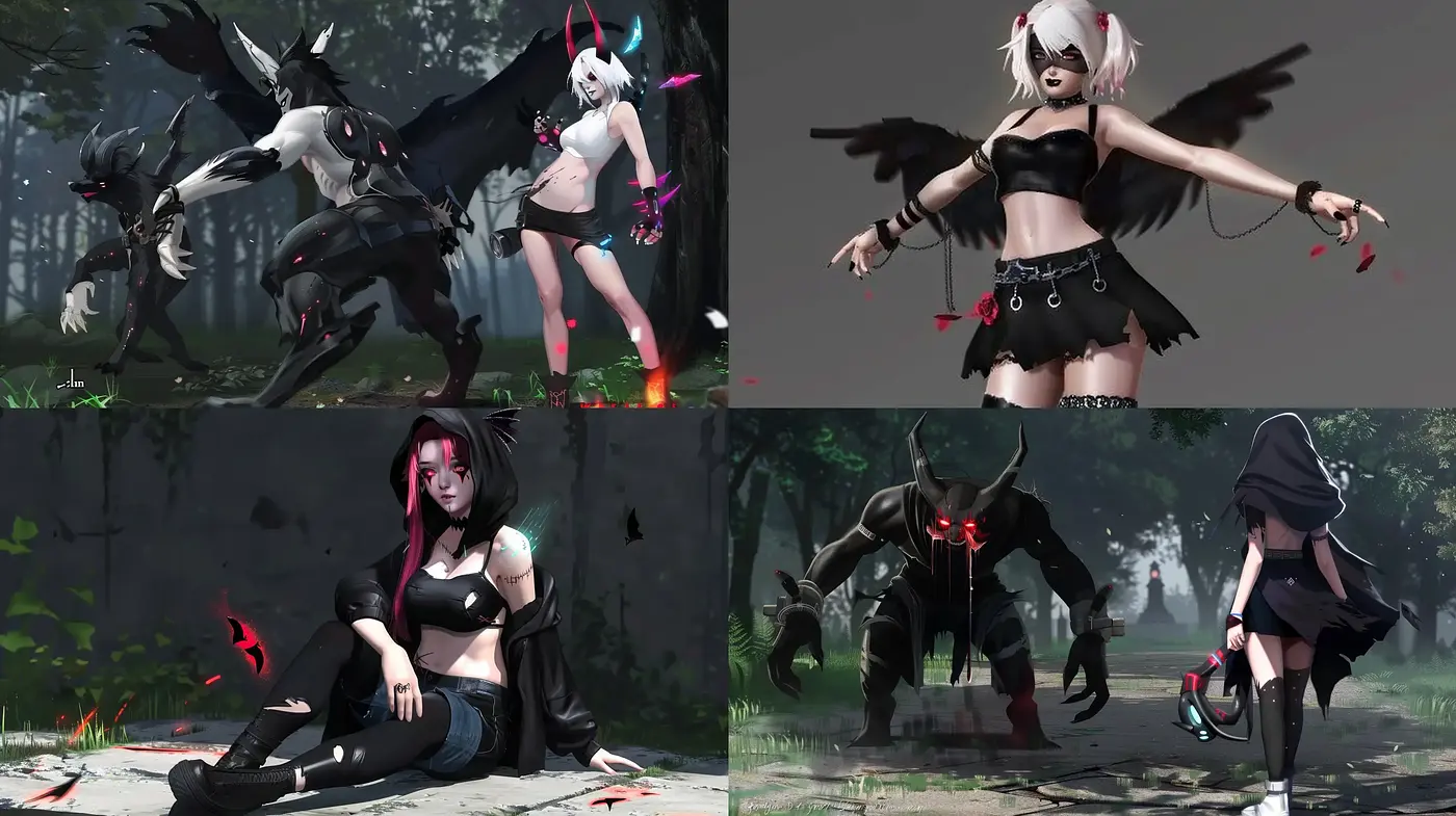 Gothic Anime Fusion with a Surreal Edge - Midjourney sref style