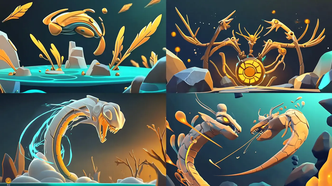 Underwater Fantasia in Stylized Harmonic Hues - Midjourney sref style