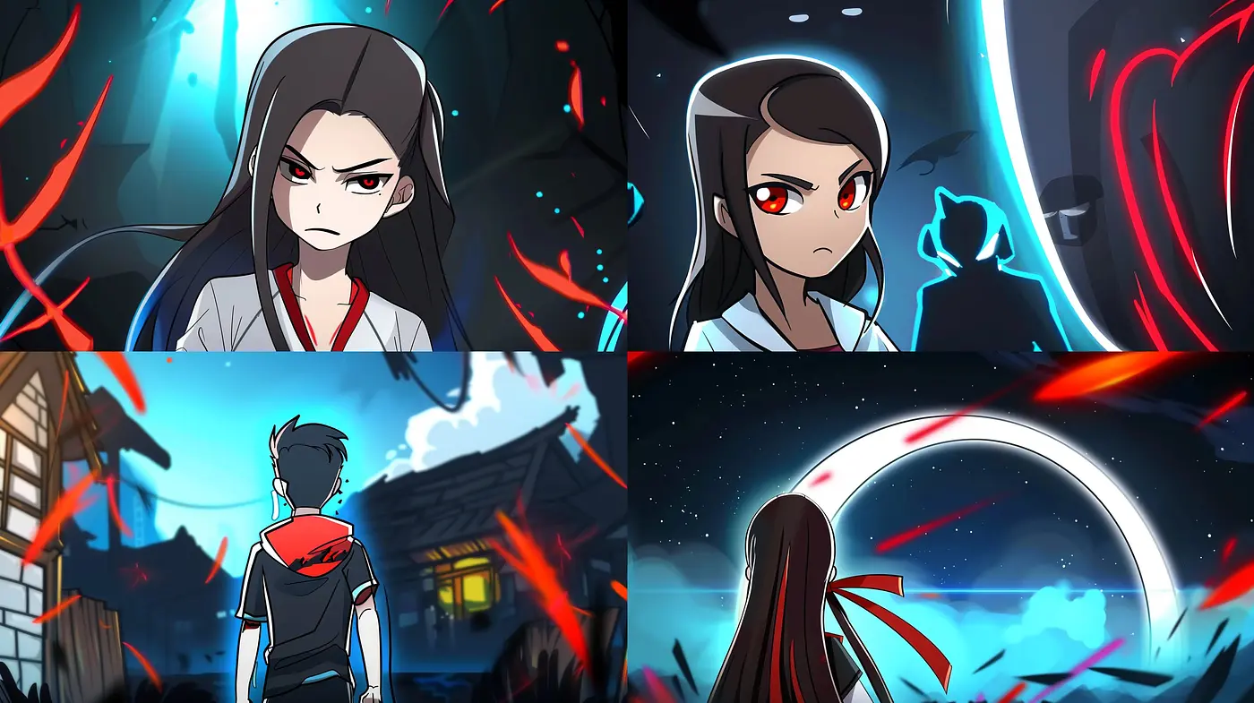Dynamic Anime-Inspired Digital Illustrations with Vivid Contrasts and Expressive Characters - Midjourney sref style