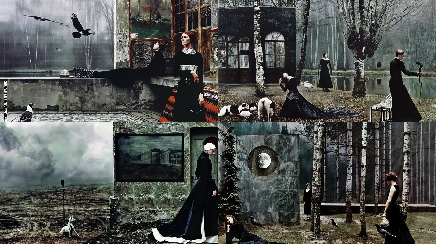 Ethereal Gothic Elegance in a Dystopian Wasteland - Midjourney sref style