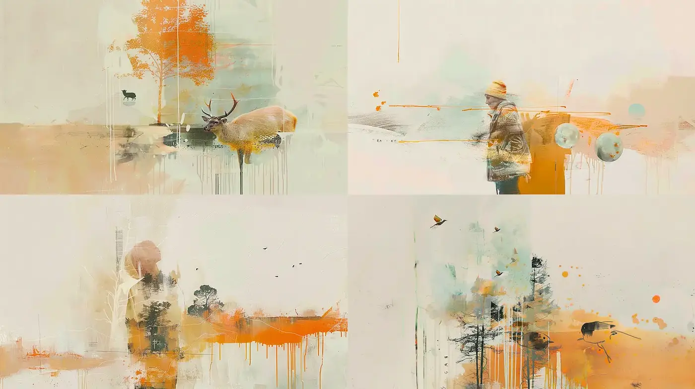 Abstract Expressions of Nature and Humanity in Soft Pastels - Midjourney sref style