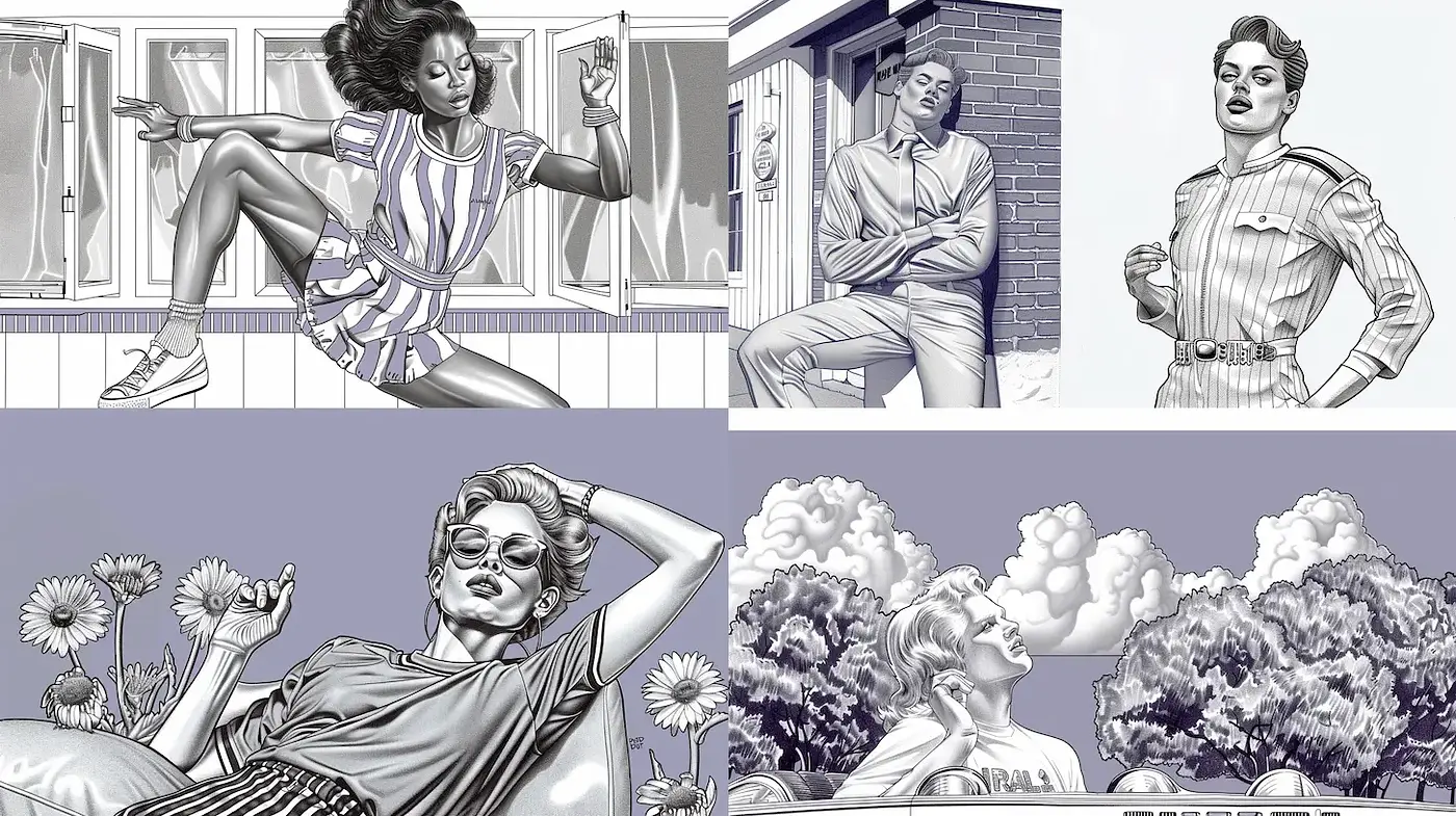 Stylized Retro Illustrations with a Modern Twist and Pop Art Influence - Midjourney sref style