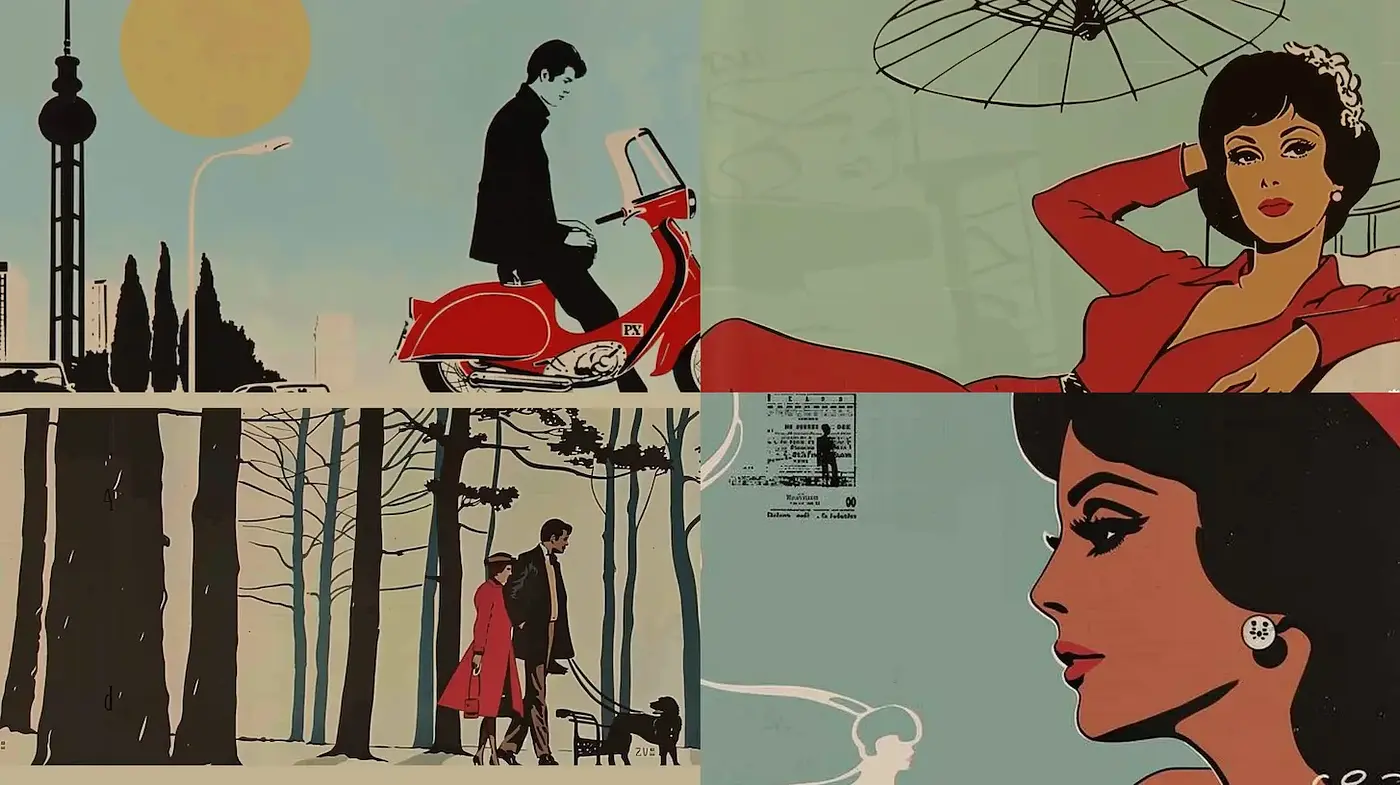 Stylized Vintage Aesthetics with Mid-Century Influences - Midjourney sref style