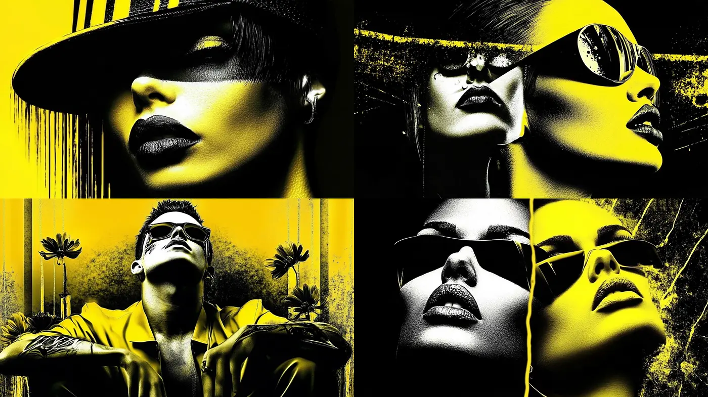 Striking and Bold Aesthetic with a Neon-Influenced Glamour - Midjourney sref style
