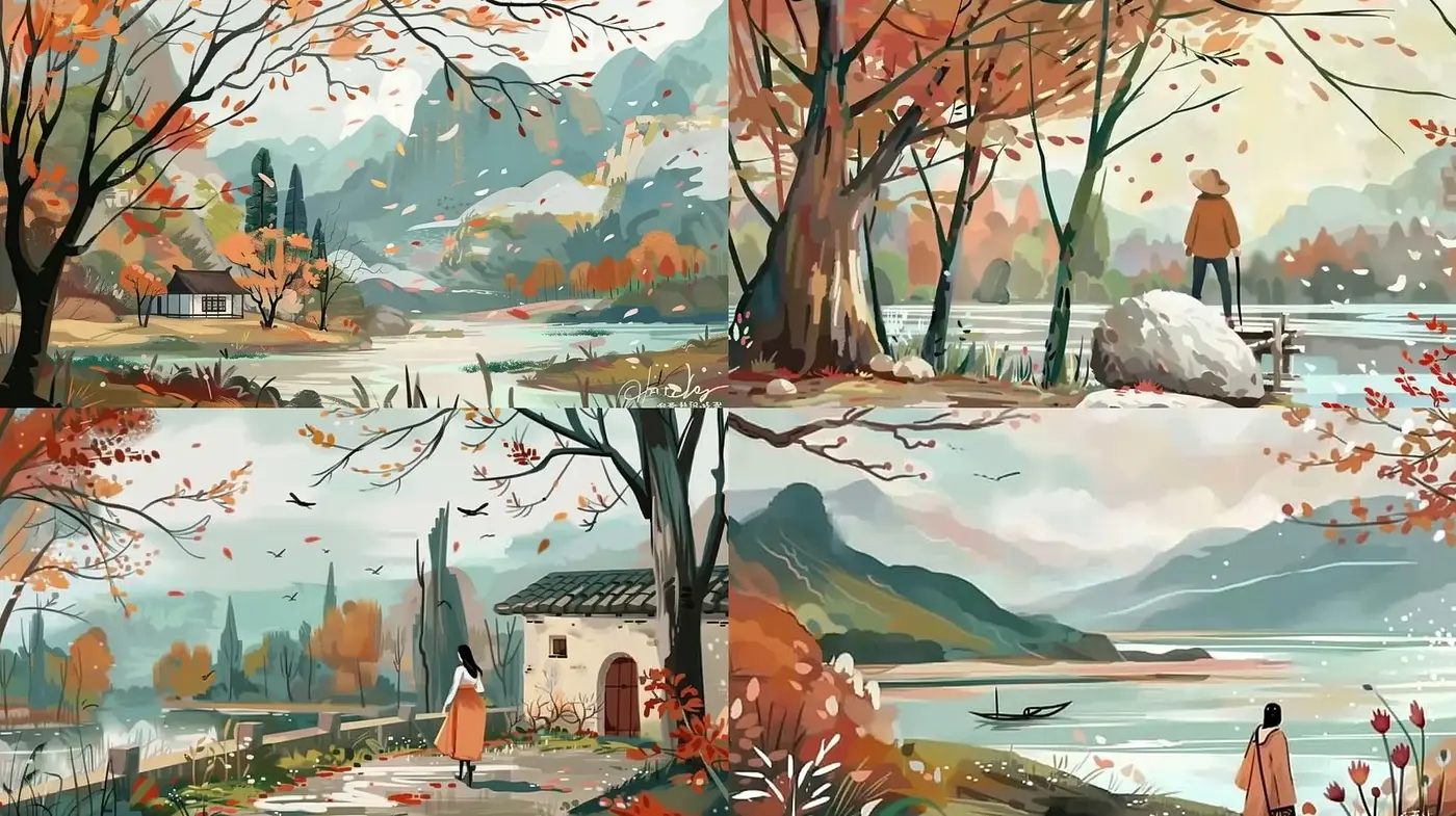 Serene Pastoral Vistas: An Homage to Tranquil Nature - Midjourney sref style