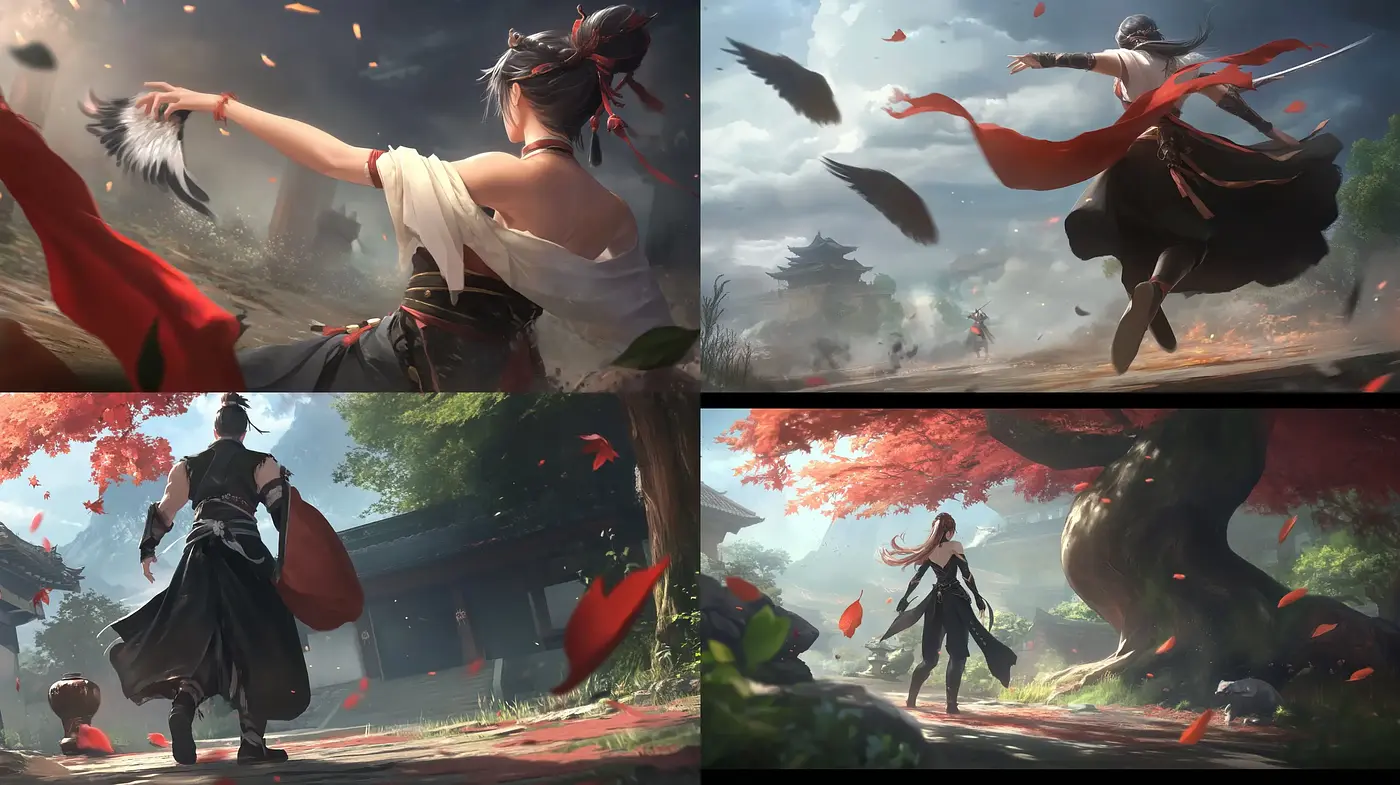 Ethereal Autumn Elegance with Dynamic Movement and Cinematic Ambiance - Midjourney sref style
