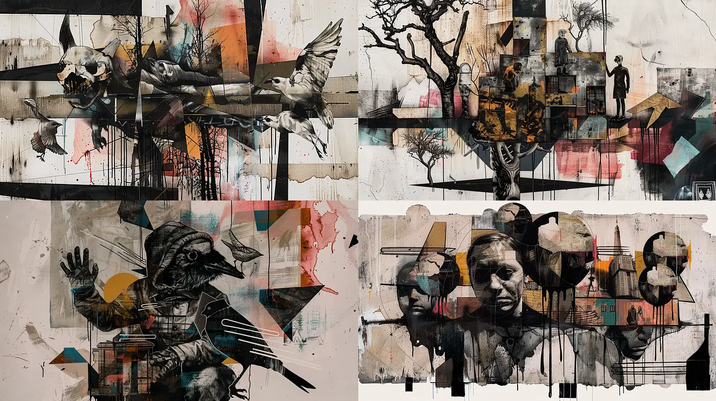Surreal Melancholy: A Fusion of Abstract and Concrete Elements in Visual Narratives - Midjourney sref style