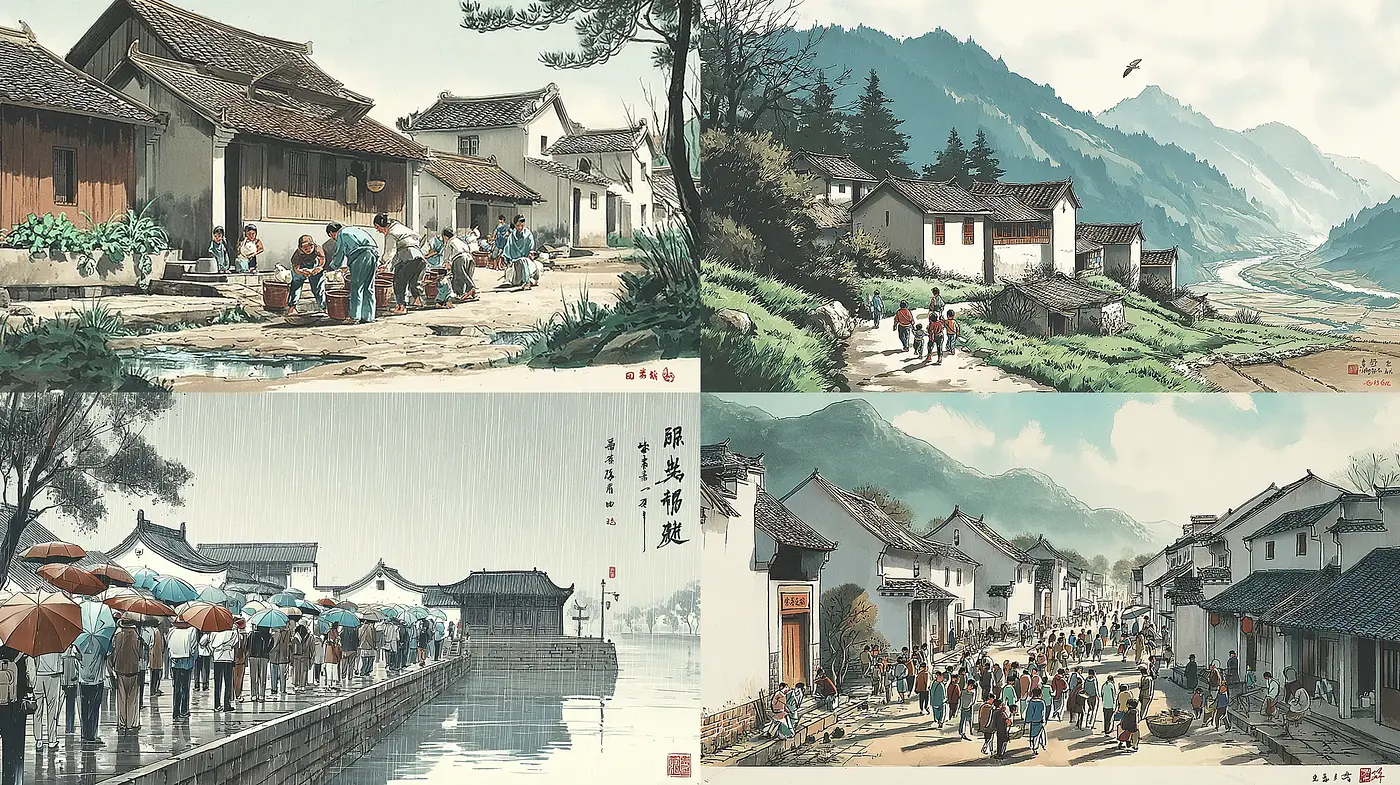 Traditional Eastern Landscapes with a Modern Digital Touch - Midjourney sref style