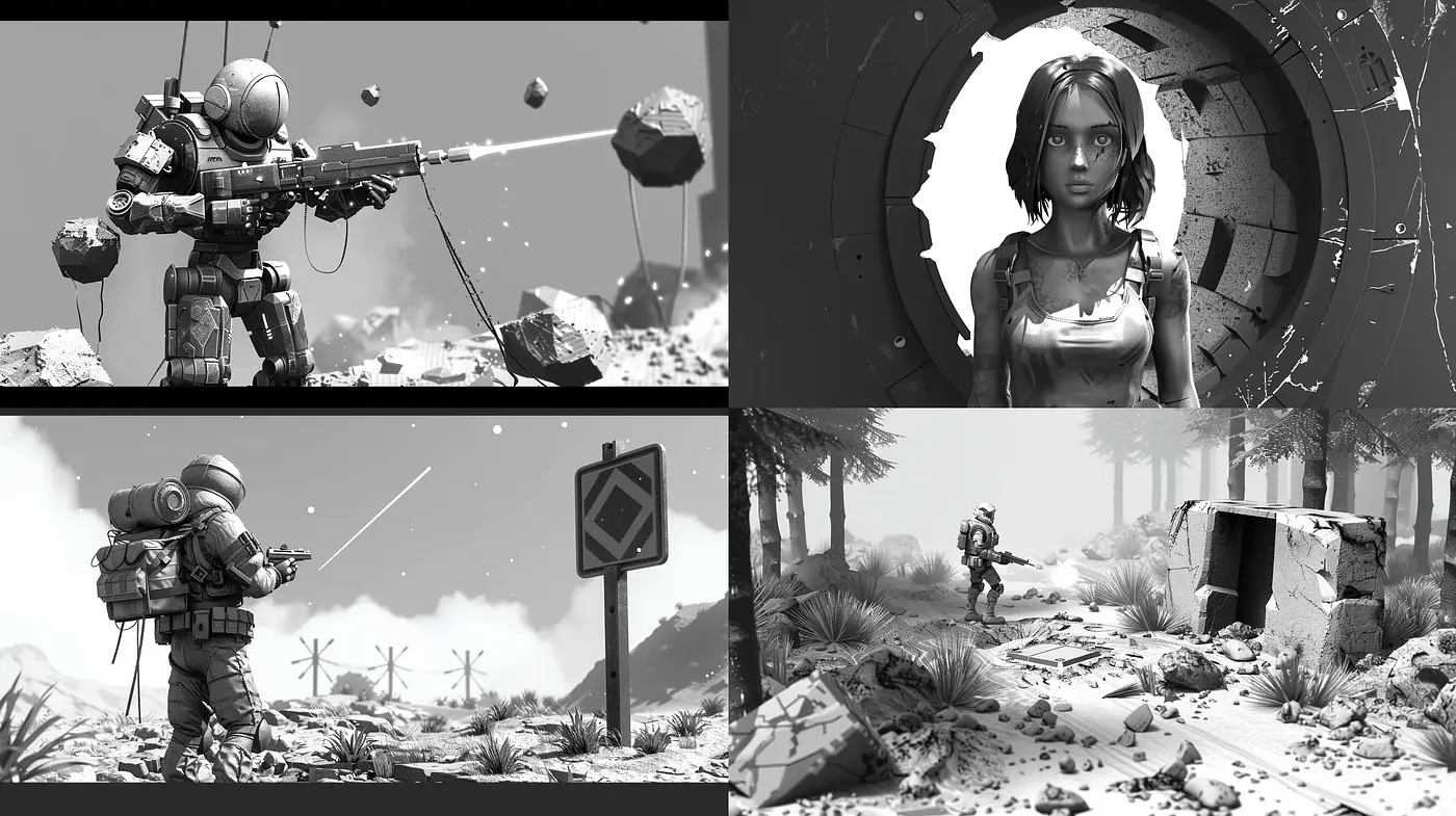 Monochromatic Future Realism with a Hint of Grit - Midjourney sref style