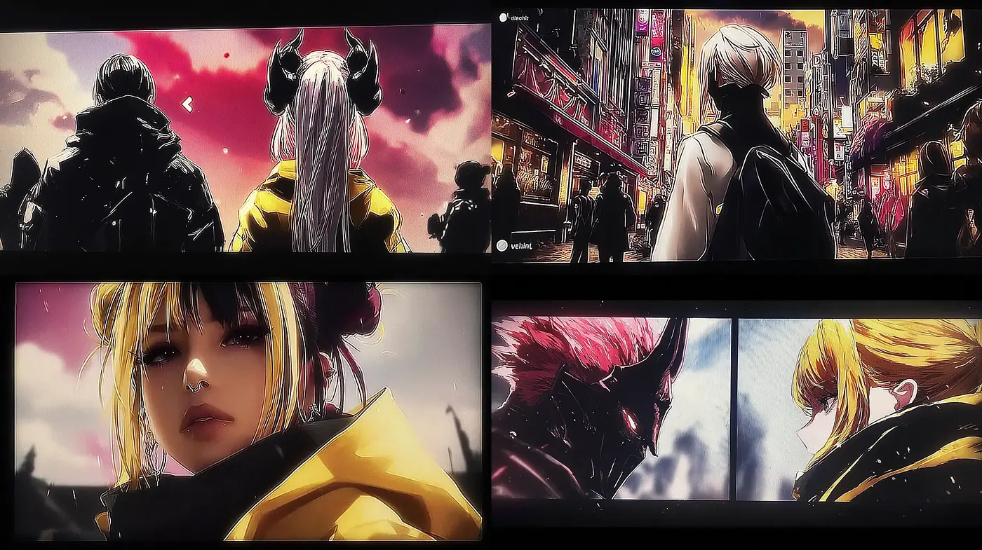 Dynamic Urban Fantasy with Bold Character Designs and Vivid Atmosphere - Midjourney sref style