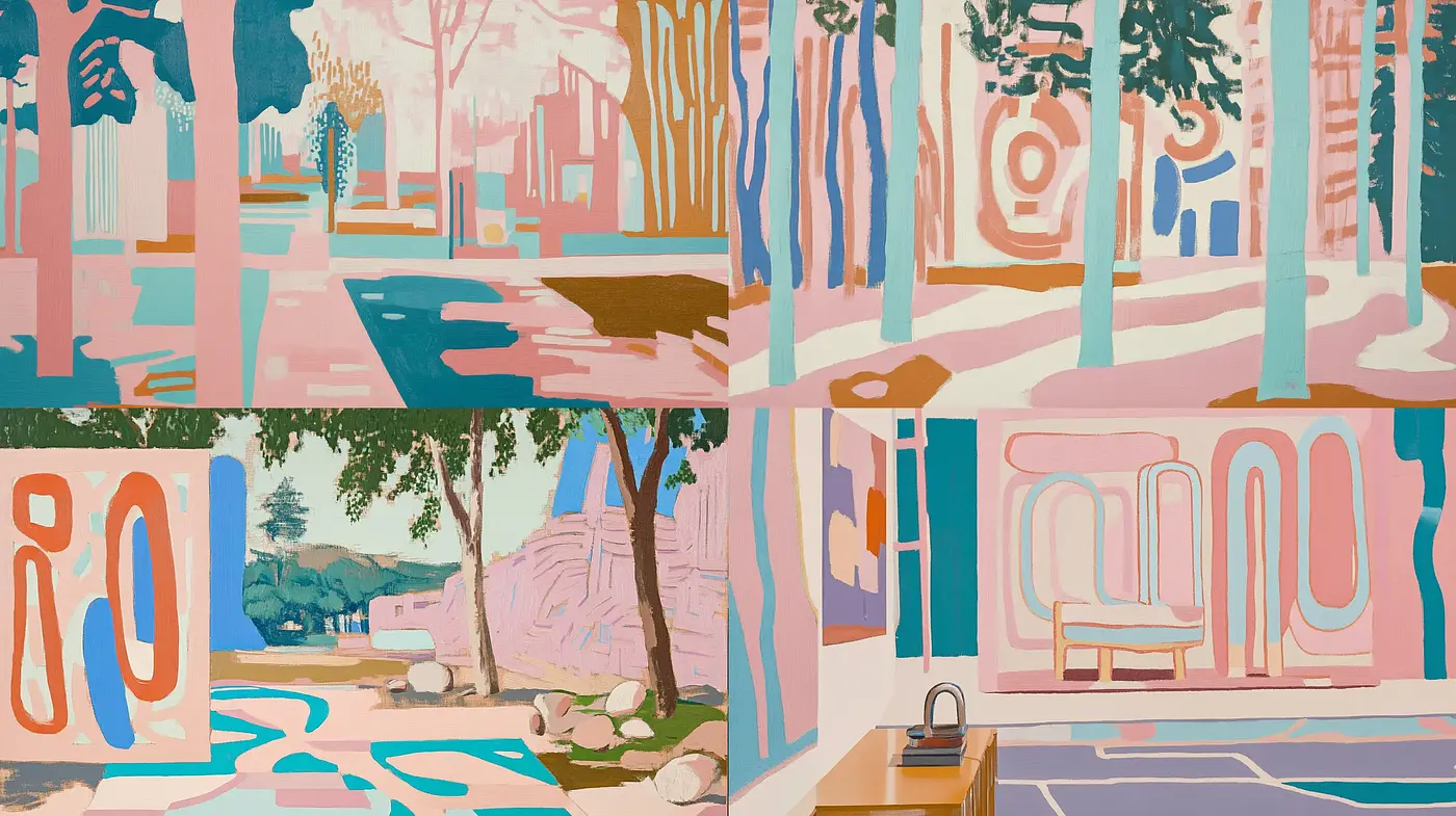 Pastel Dreamscapes: A Harmonious Blend of Abstracted Nature and Tranquility - Midjourney sref style