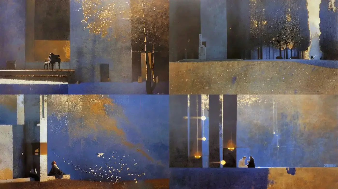 Cinematic Visions of Modern Serenity with a Touch of Melancholy - Midjourney sref style
