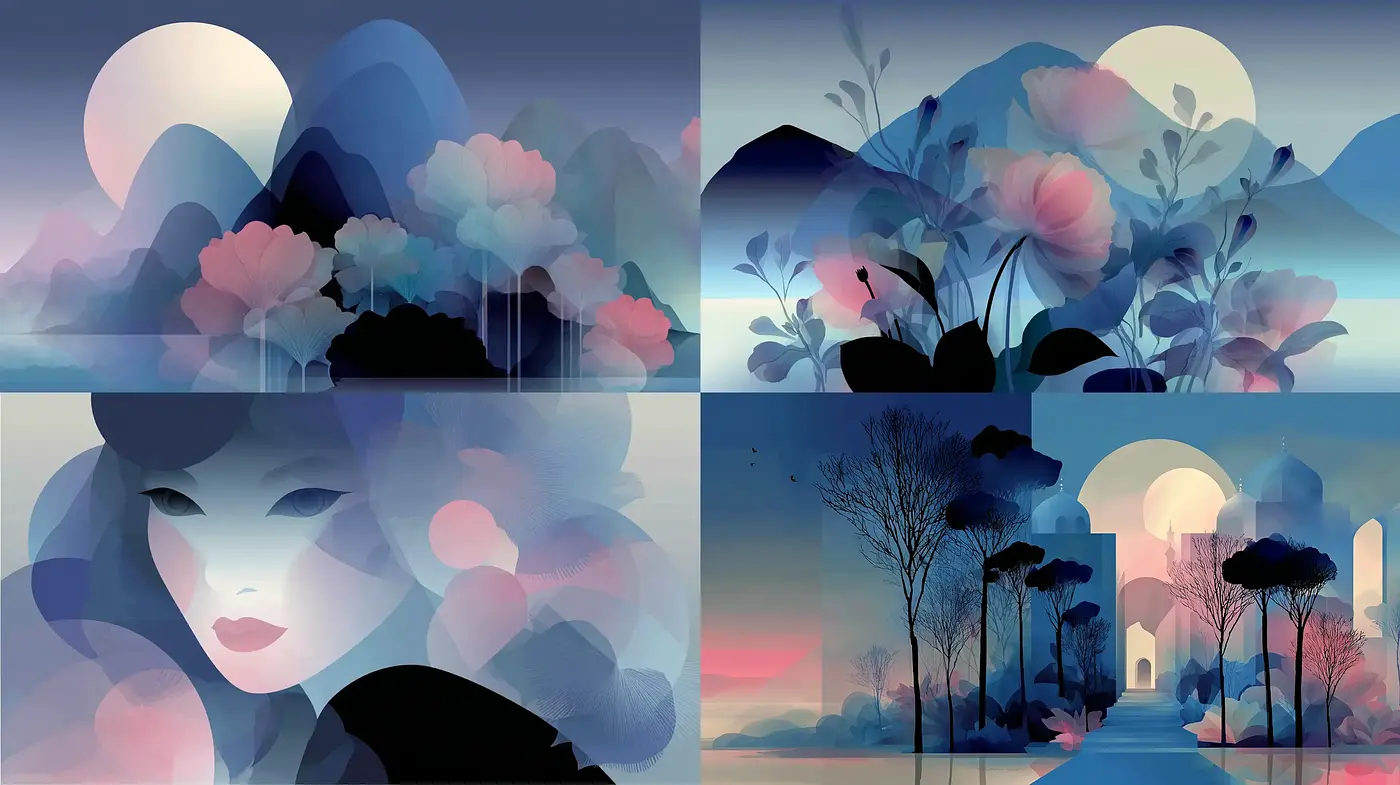 Fluid and ethereal digital illustrations with a dreamy ambiance - Midjourney sref style