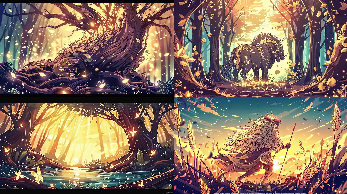 Enchanted Twilight: A Fusion of Fantasy and Nature in Ethereal Hues - Midjourney sref style