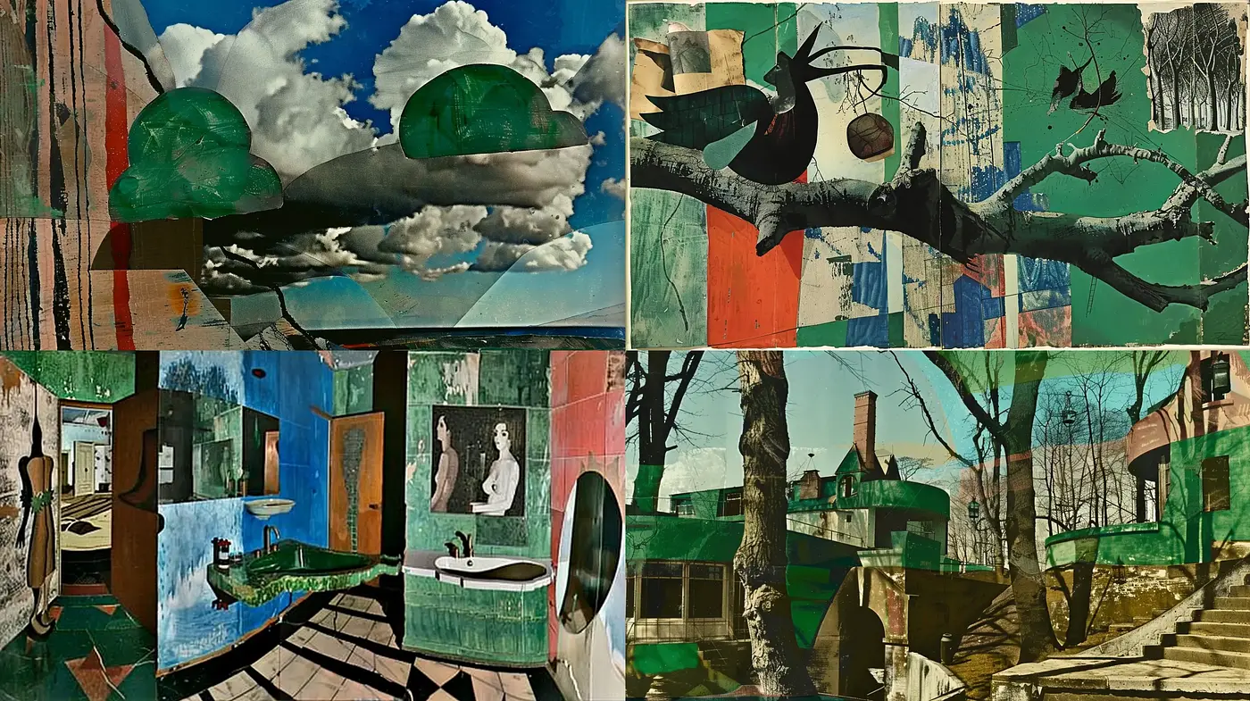 Harmonized Dissonance: A Collage of Stitched Realities and Phantom Textures - Midjourney sref style