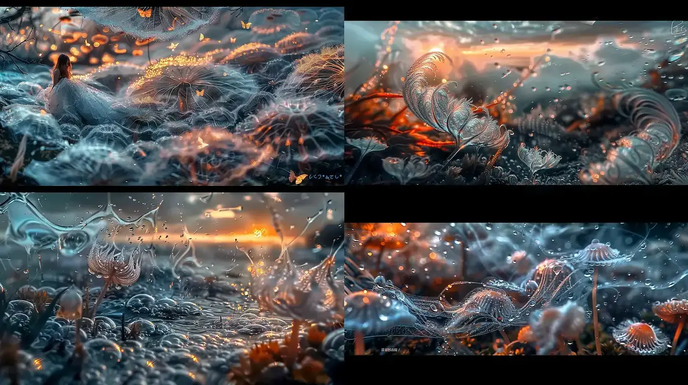 Ethereal Underwater Dreamscape with Bioluminescent Elements - Midjourney sref style