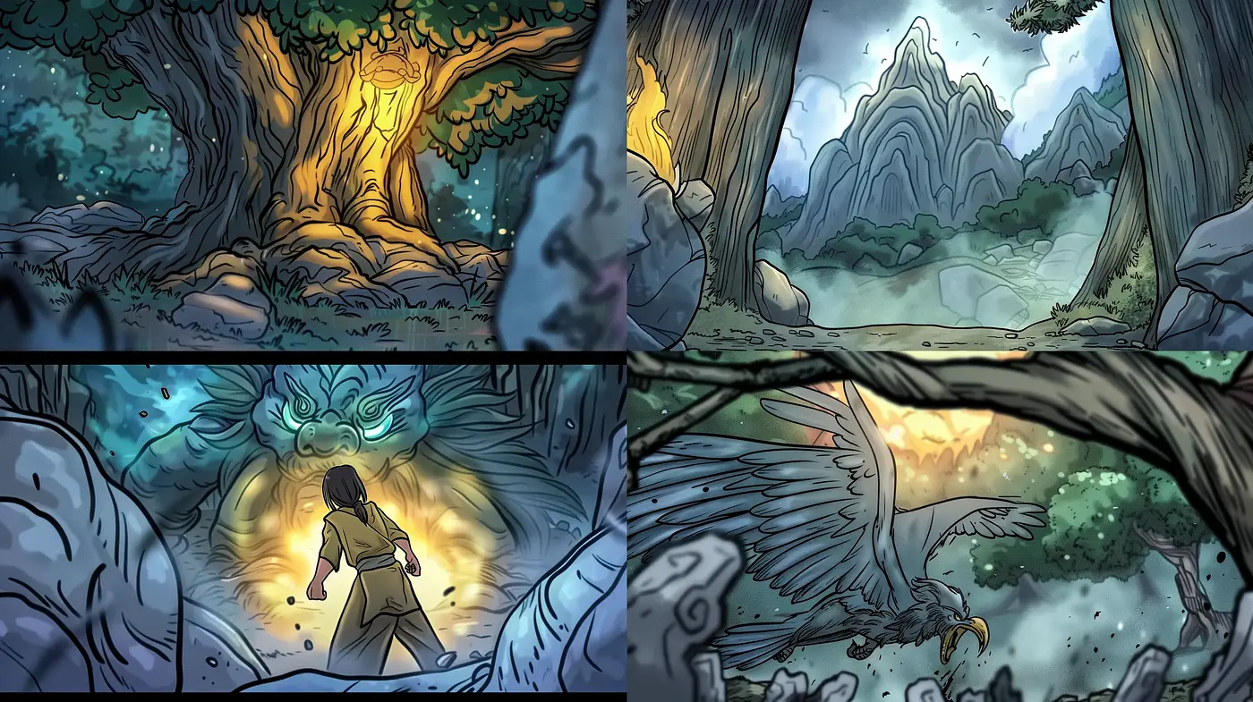 Enchanted Comic-Inspired Fantasy Landscapes - Midjourney sref style
