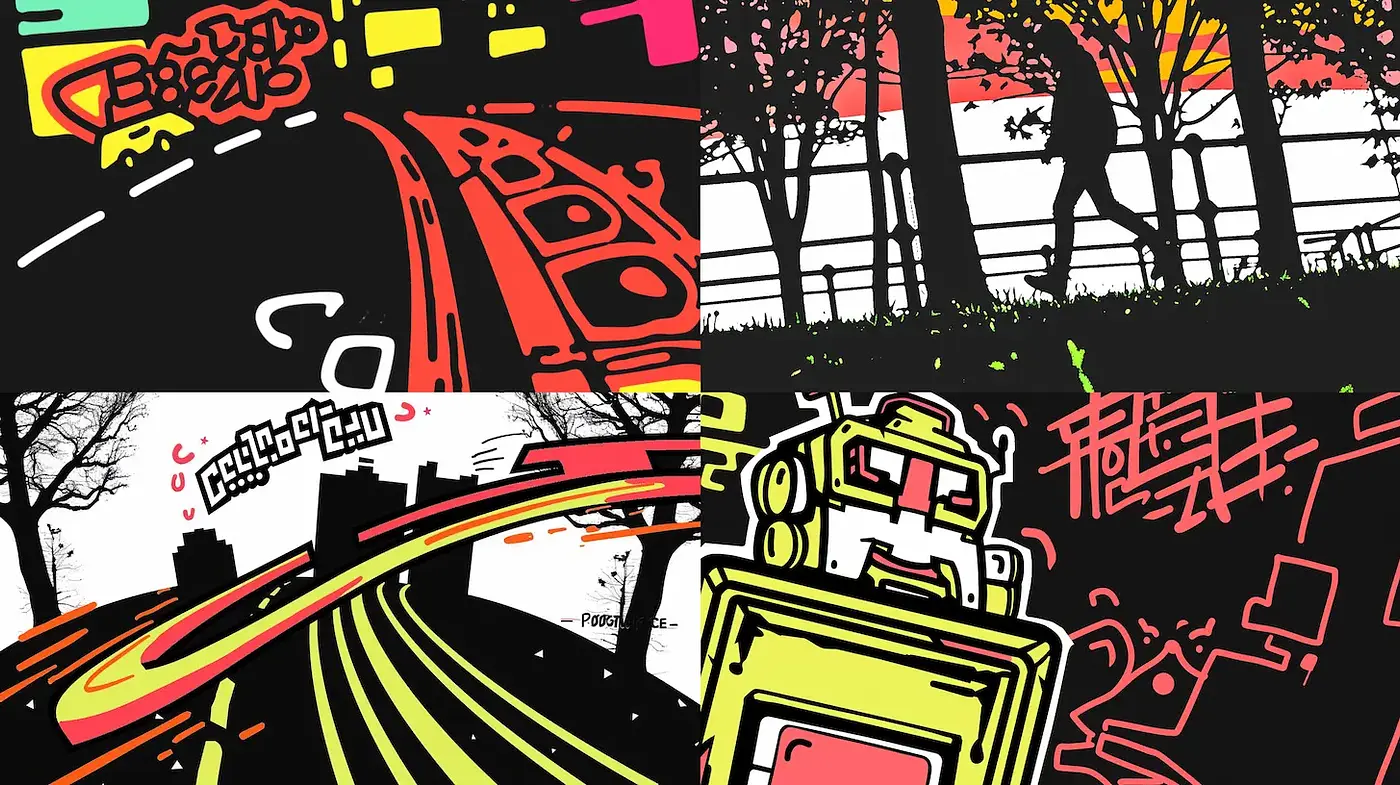 Vividly Animated Urban Fantasy Style with Retro Influences - Midjourney sref style